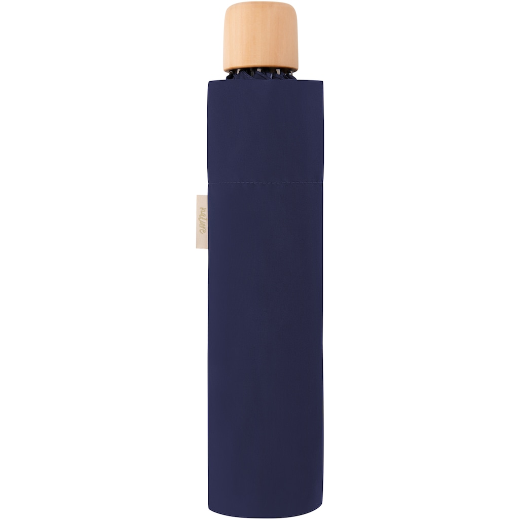 doppler® Taschenregenschirm »nature Mini, deep blue«, aus recyceltem Material mit Griff aus FSC®- schützt Wald - weltweit