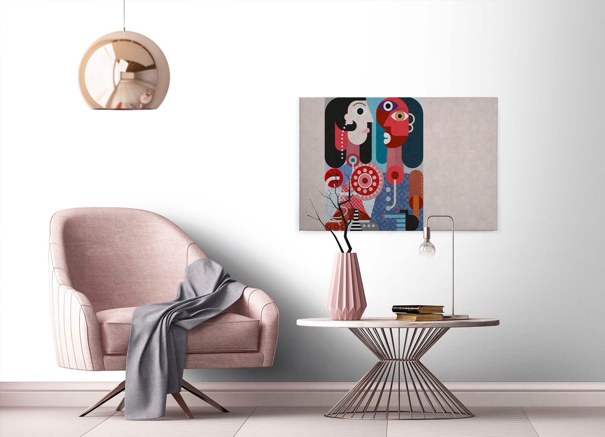 A.S. Création Leinwandbild »couples 3«, Kunst-Abstrakt-Kinder, (1 St.), Keilrahmen Bild Bunt Abstrakt Menschen Leinwand-Bild Wohnzimmer modern