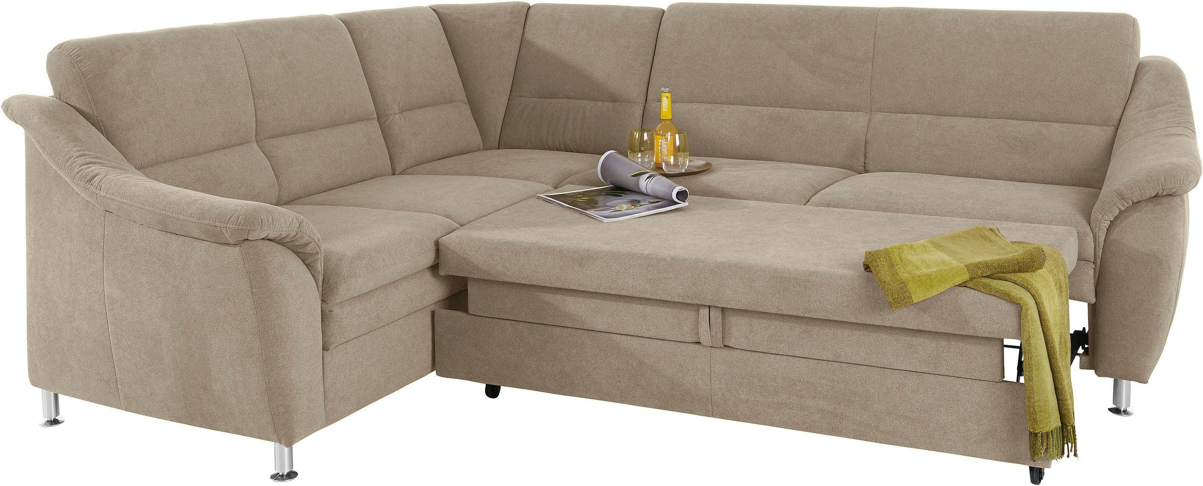 Places of Style Ecksofa »Cardoso L-Form«, Federkern, wahlweise mit Bett, Schubkasten, teilweise Relaxfunktion
