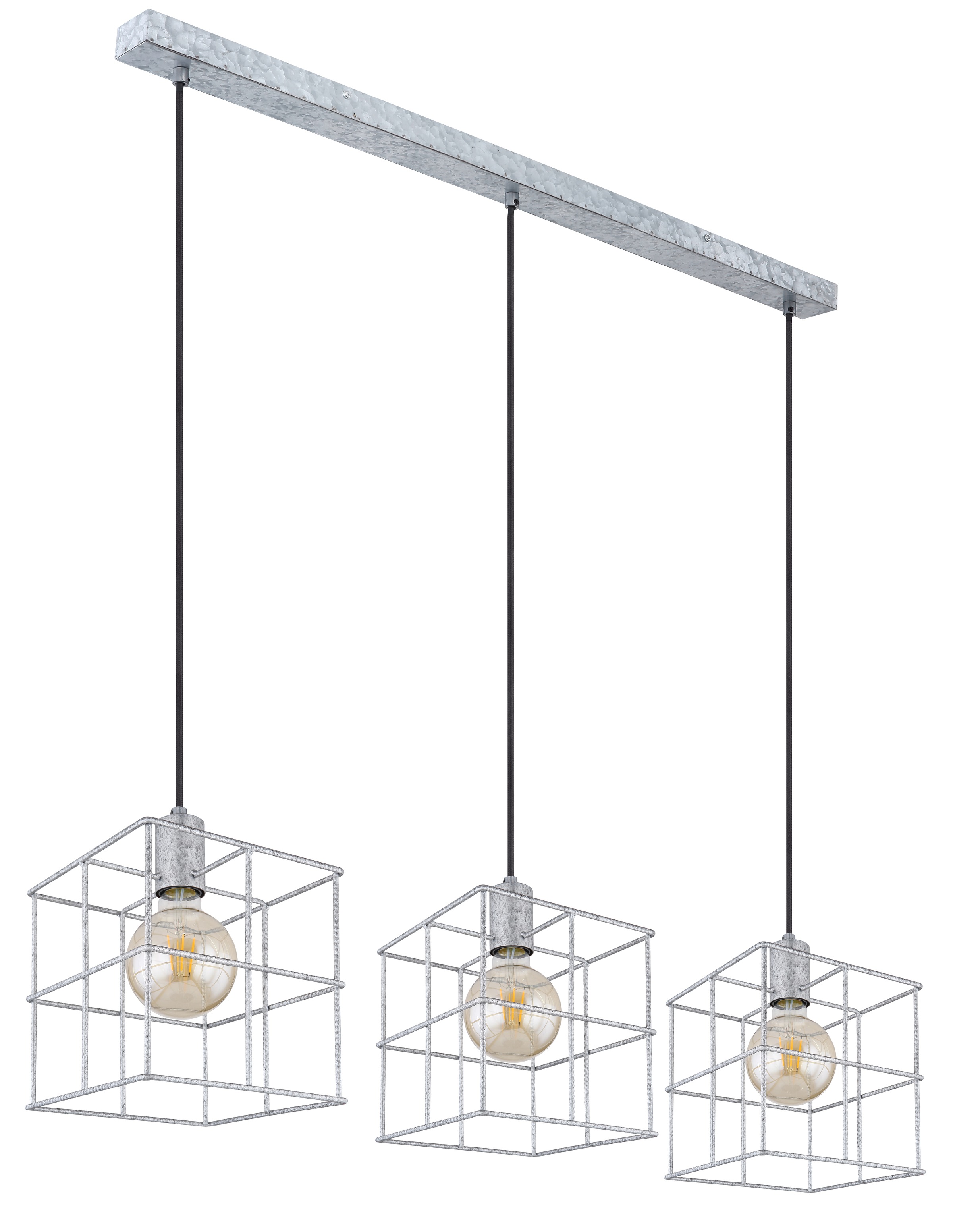 GLOBO LIGHTING Hängeleuchte »MERRIL« E27 1 Stk. Zinkfarbene Hängeleuchte mit Betonstahl-Käfigen, E27 3x60W