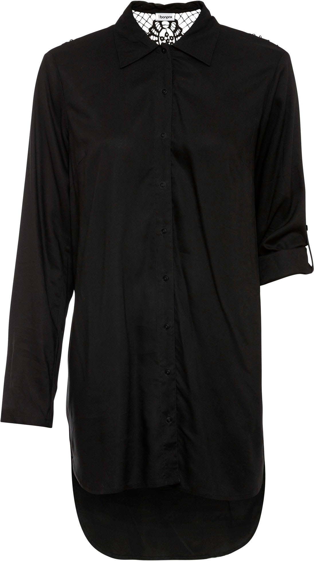 bonprix Langarmbluse »Bluse aus Baumwoll-Viskose Mix« bequeme Passform, aus Viskose, mit Spitze aus Baumwolle, Langarm