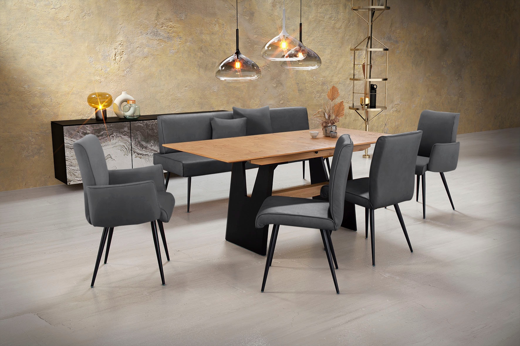 K+W Komfort & Wohnen Essgruppe »Giacomo I« 6 Stk. tlg. 2 Stühle und 2 Armle günstig online kaufen