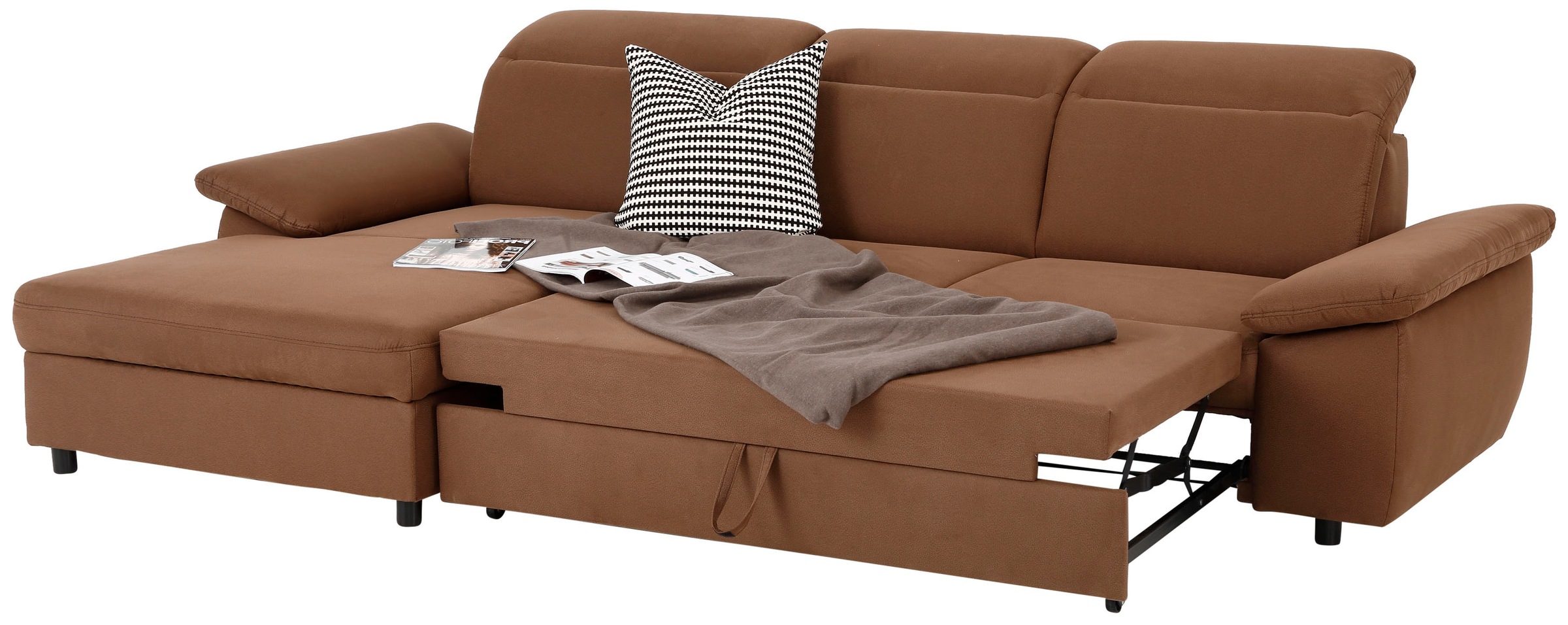 Home affaire Ecksofa »Mauritius L-Form«, mit Kopfteil- und Armlehnverstellung, mit Bettfunktion und Bettkasten