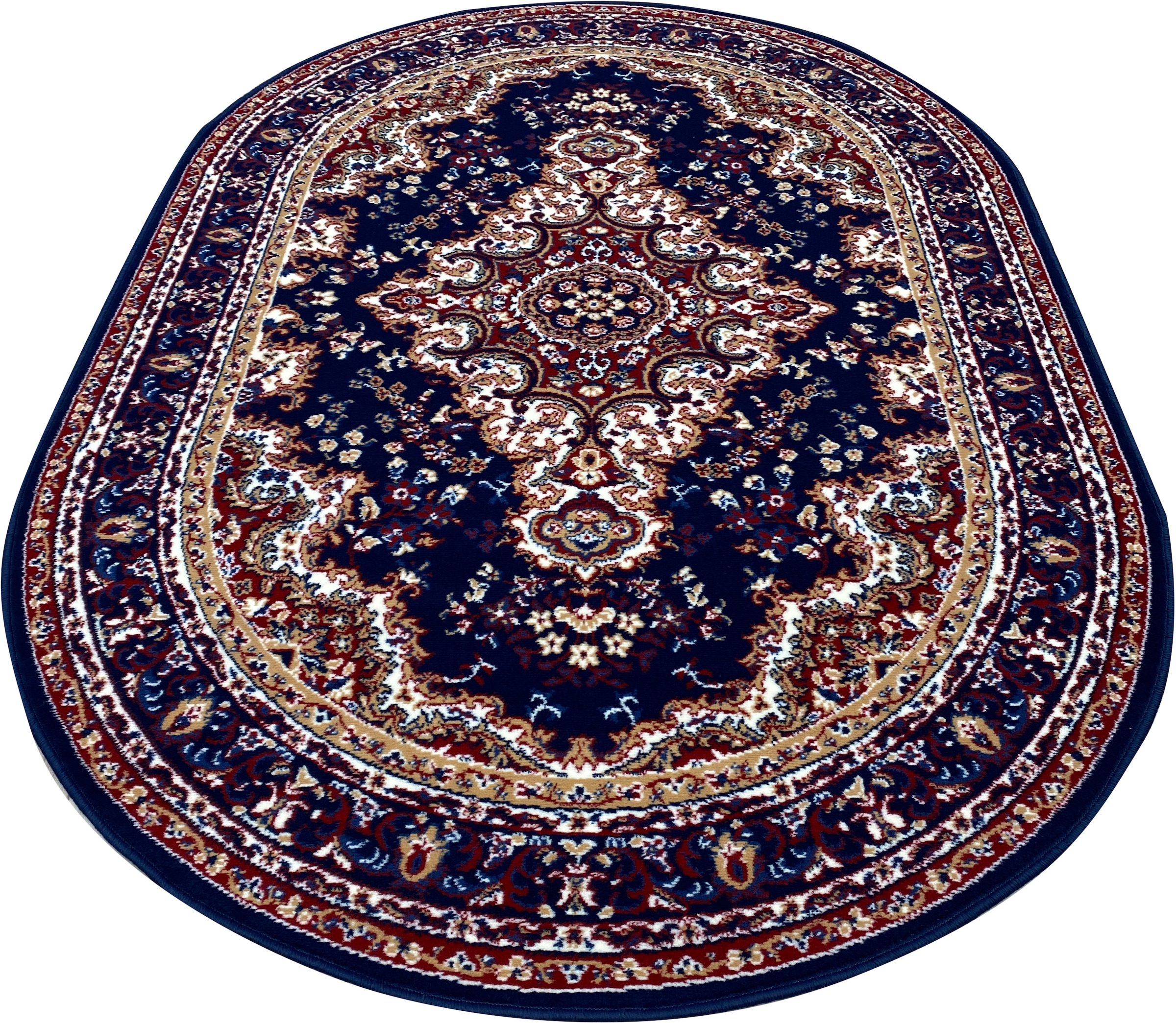 my home Teppich »Oriental, Made in Belgium«, oval, 7 mm Höhe, Orient-Optik, mit Bordüre, Kurzflor, pflegeleicht, elegant
