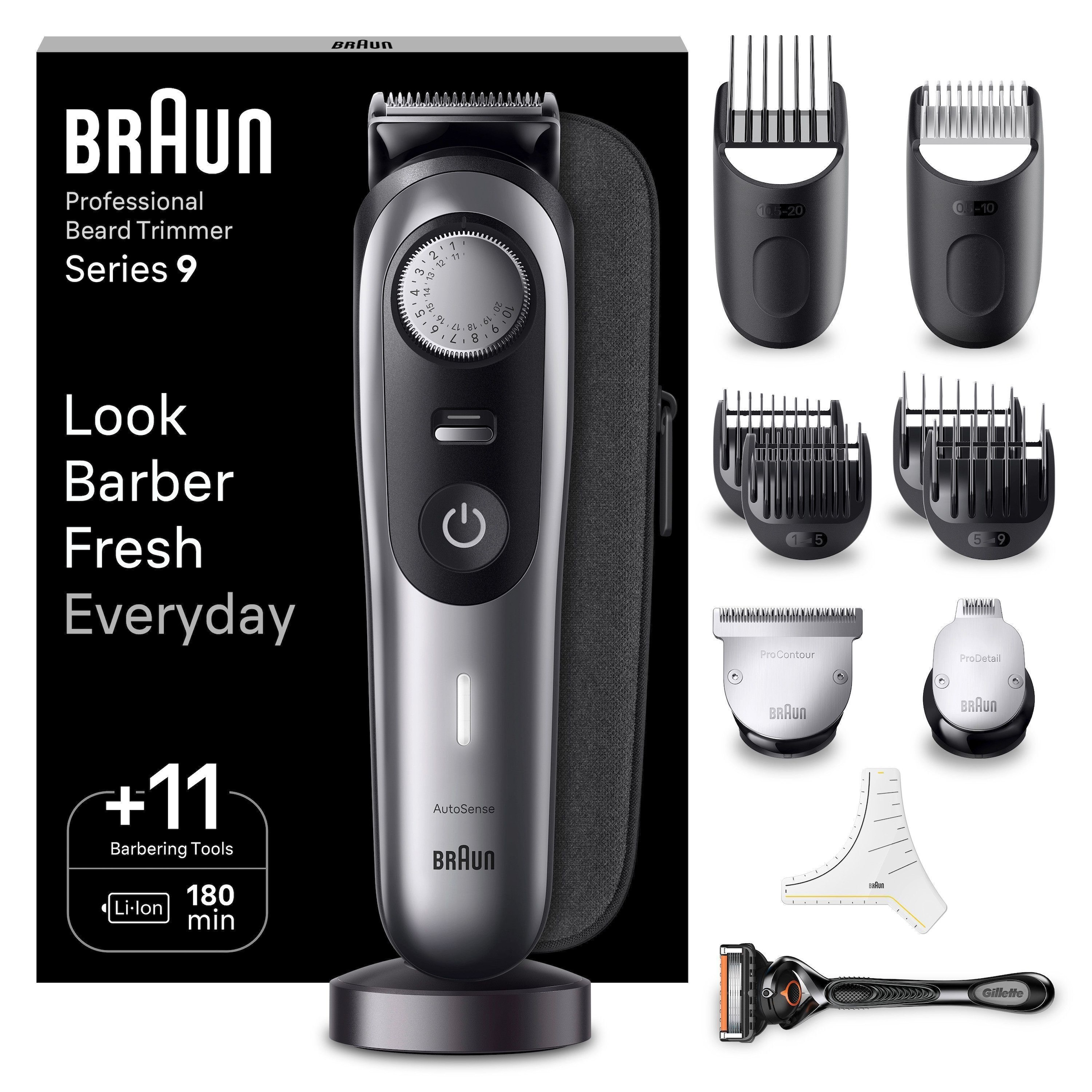 Braun Haarschneider »Barttrimmer BT9440«, 180 Min. kabellose Laufzeit, Wasserdicht