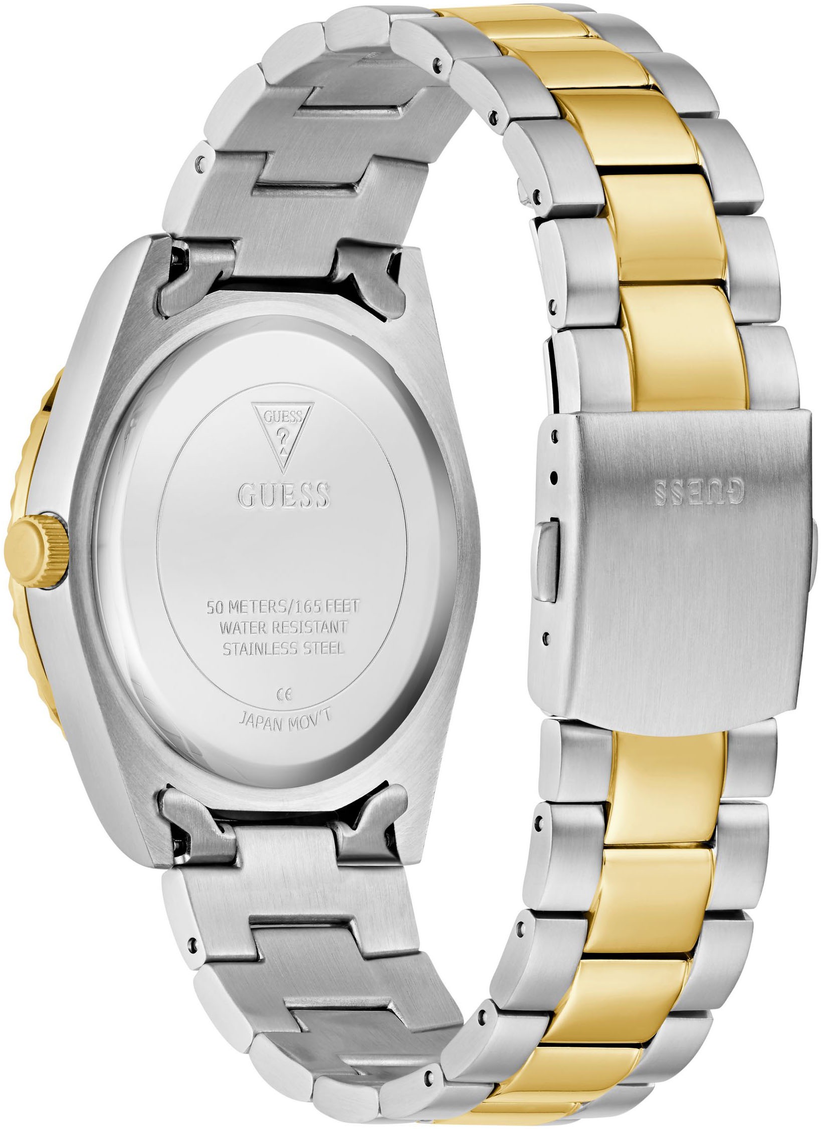 Guess Quarzuhr »CONNOISSEUR«, Armbanduhr, Herrenuhr, Datum, Wochentag, Edelstahlarmband