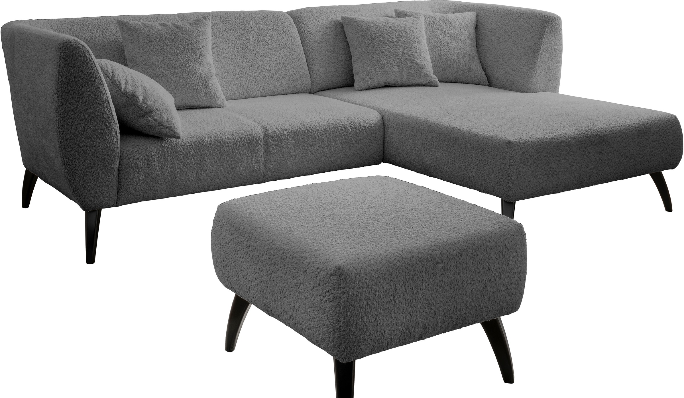 INOSIGN Ecksofa »Colori L-Form«, Holzfußfarbe wählbar, inkl. 4x Zierkissen günstig online kaufen