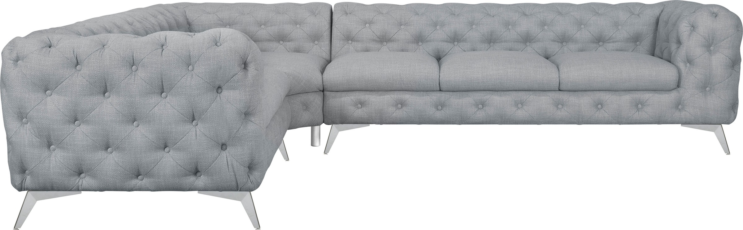 Leonique Chesterfield-Sofa »Ecksofa GLYNIS L-Form mit Wellenunterfederung, günstig online kaufen