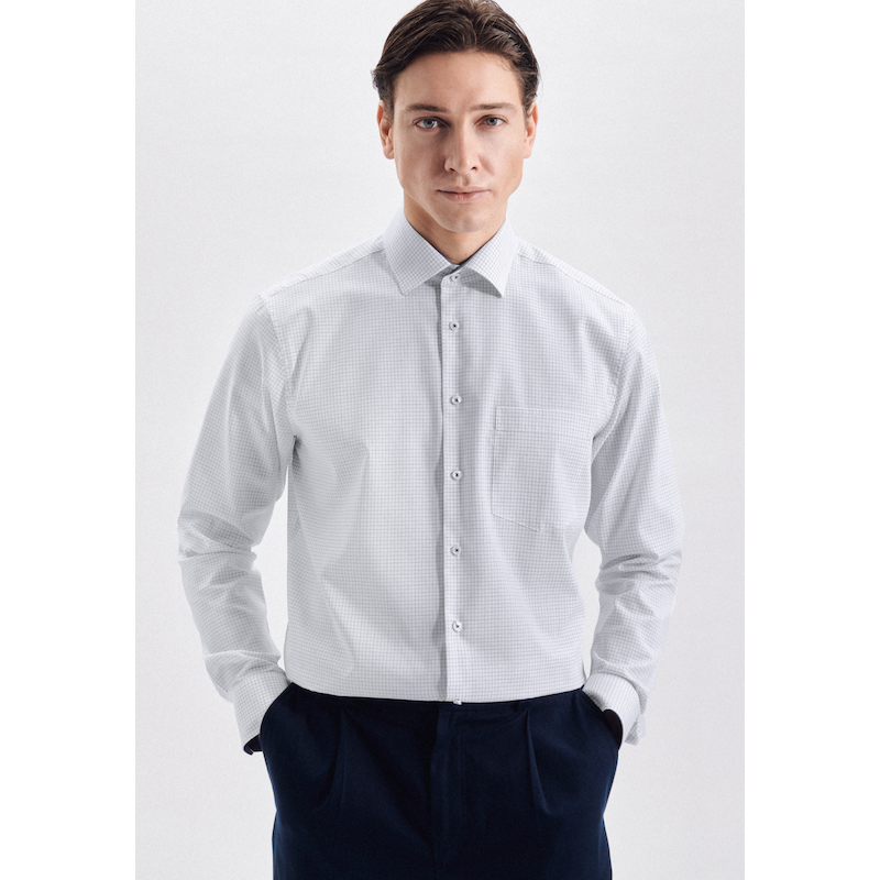SEIDENSTICKER Businesshemd »Regular« Regular fit Langarm Kentkragen Karo blau 3XL (47) - normale Ärmellängen normale Ärmellängen 3XL (47) Passform:...