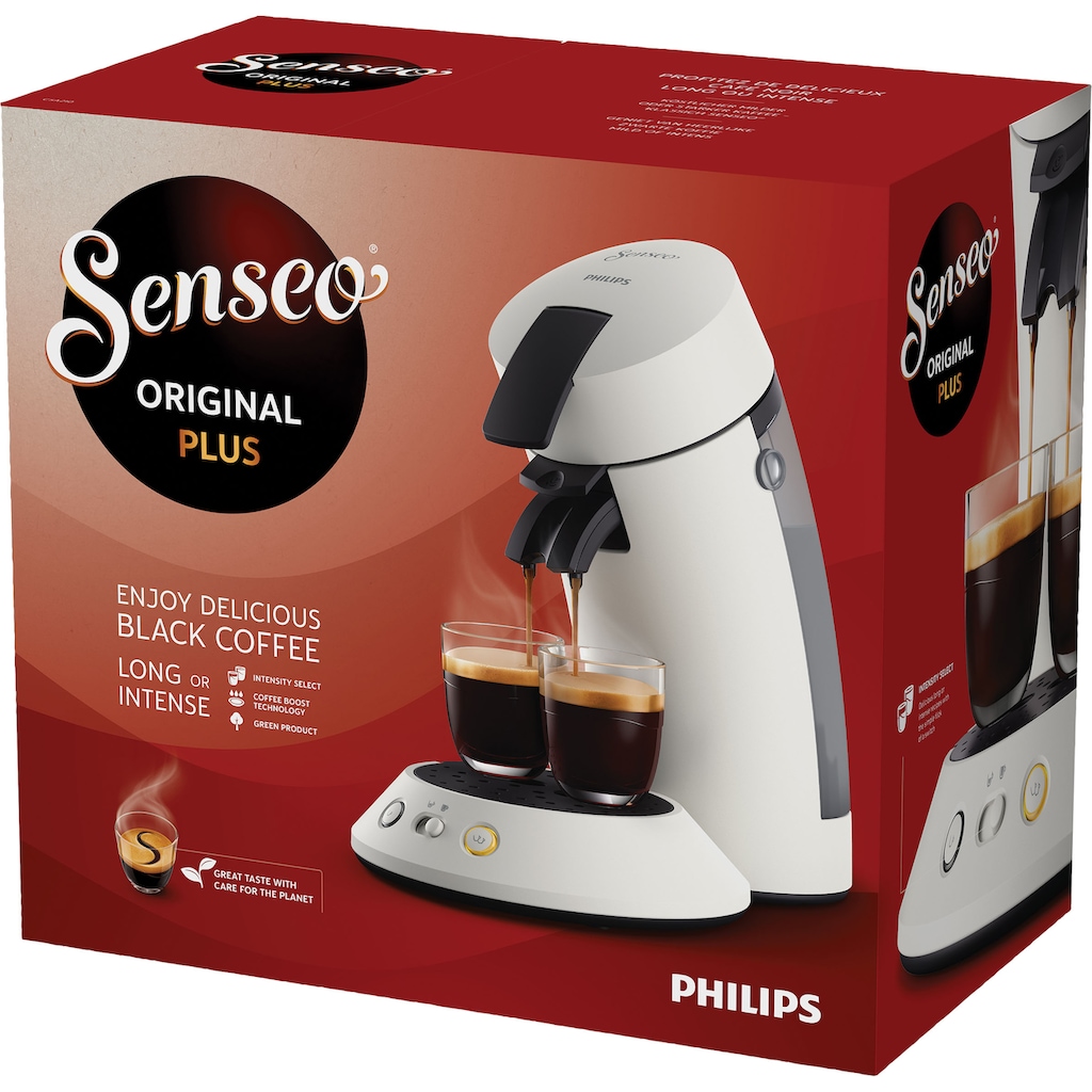 Philips Senseo Kaffeepadmaschine »Original Plus CSA210/10, aus 80% recyceltem Plastik«, +3 Kaffeespezialitäten, Memo-Funktion, Gratis-Zugaben (Wert €5,-UVP)