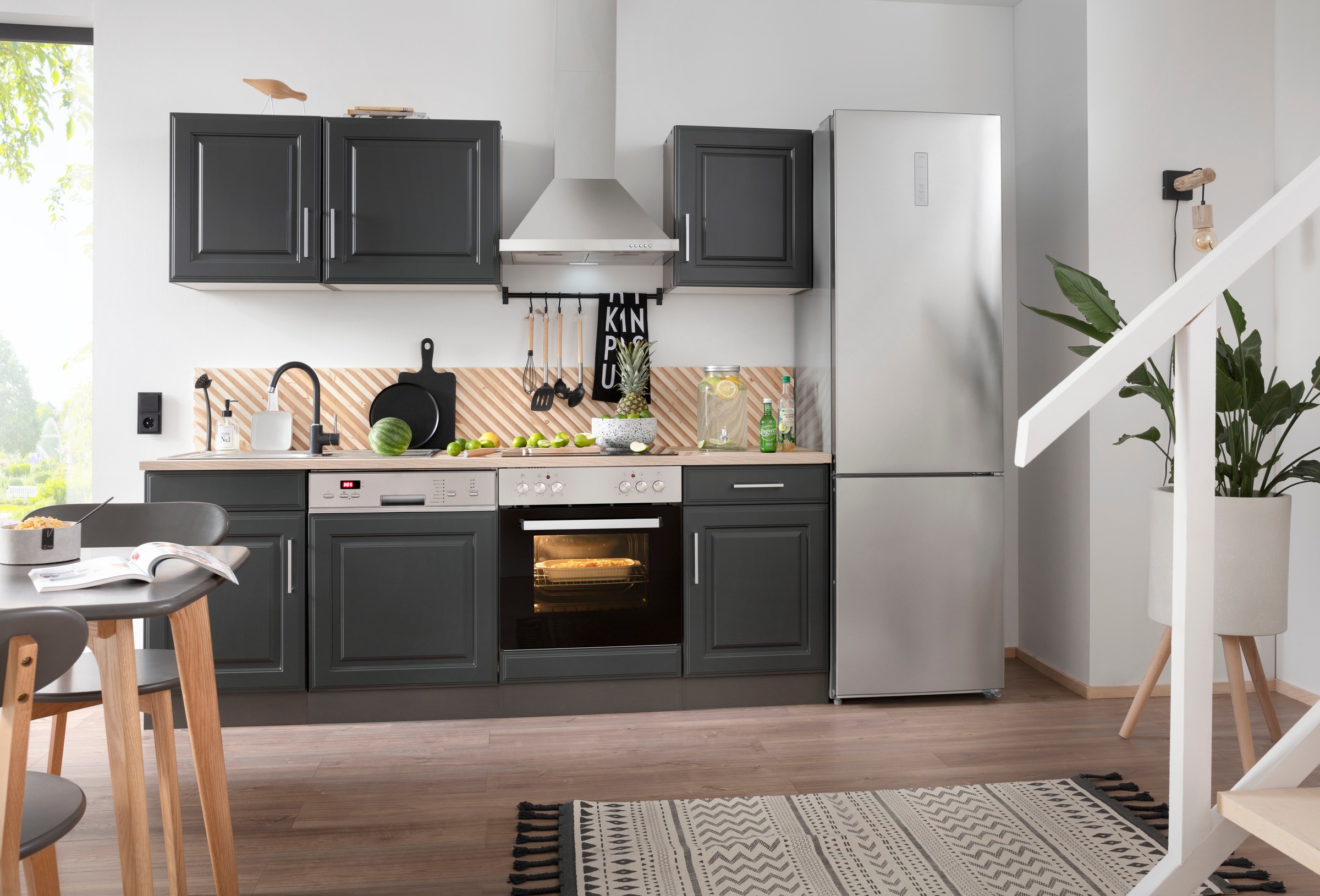 HELD MÖBEL Küchenzeile »Stockholm«, Breite 220 cm, mit hochwertigen MDF Fro günstig online kaufen