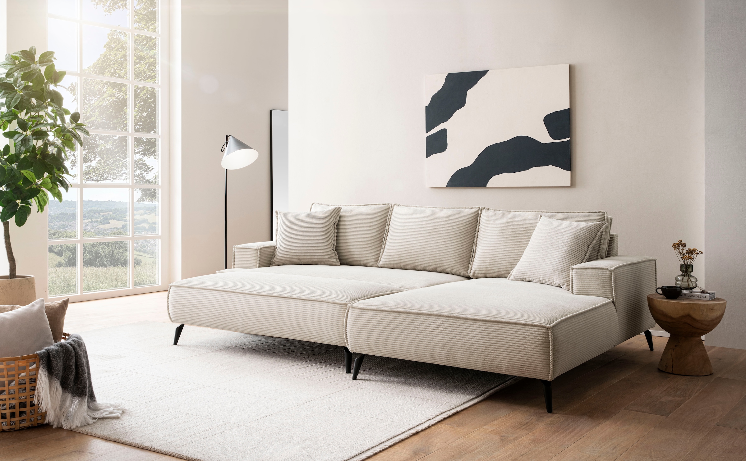 andas Sitzgruppe »TVINNU, Polsterecke L-Form, Schlaffunktion, mit Hocker«, (Set, 2 tlg.), stellbar zum Schlafsofa (Krokodilverbinder)