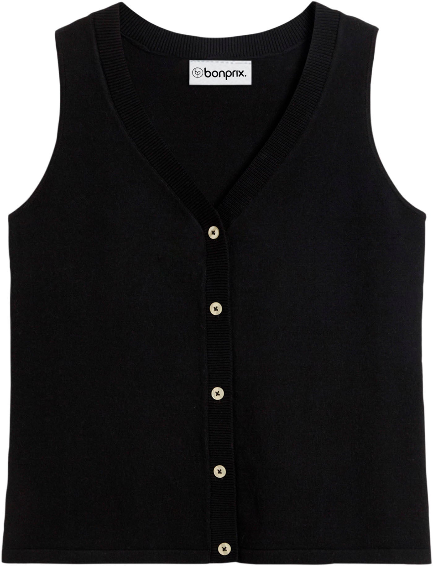 bonprix Strickweste »Feinstrick-Weste mit Knöpfen« aus Baumwollmischung, Slim fit Passform, mit Knopfleiste, unifarben