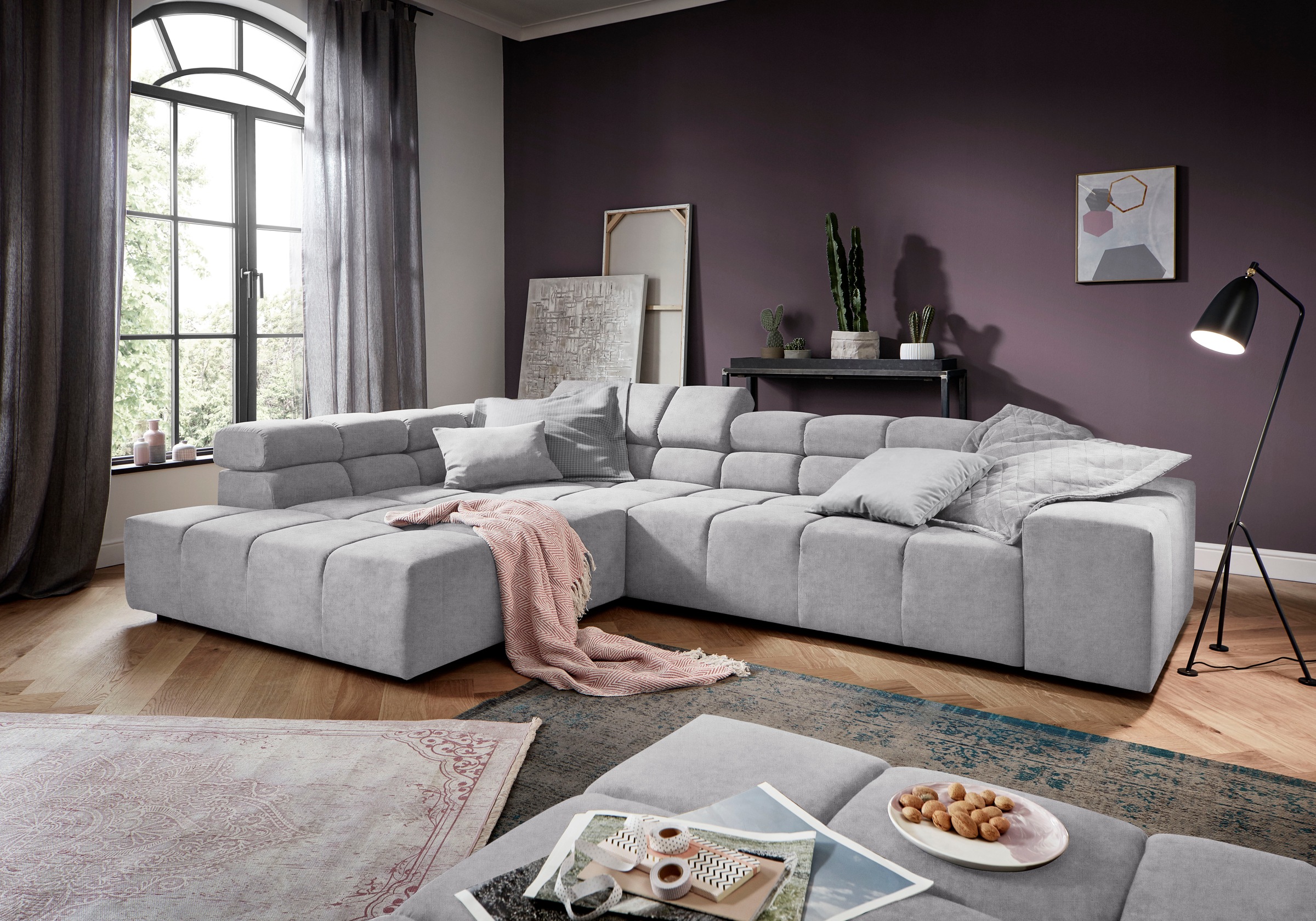 INOSIGN Ecksofa »Ancona incl. Kopfteilverstellung, OTTOs Choice, Breite 319cm, L-Form«, wahlweise motorische Sitztiefenverstellung, auch in Cord + Easy Care