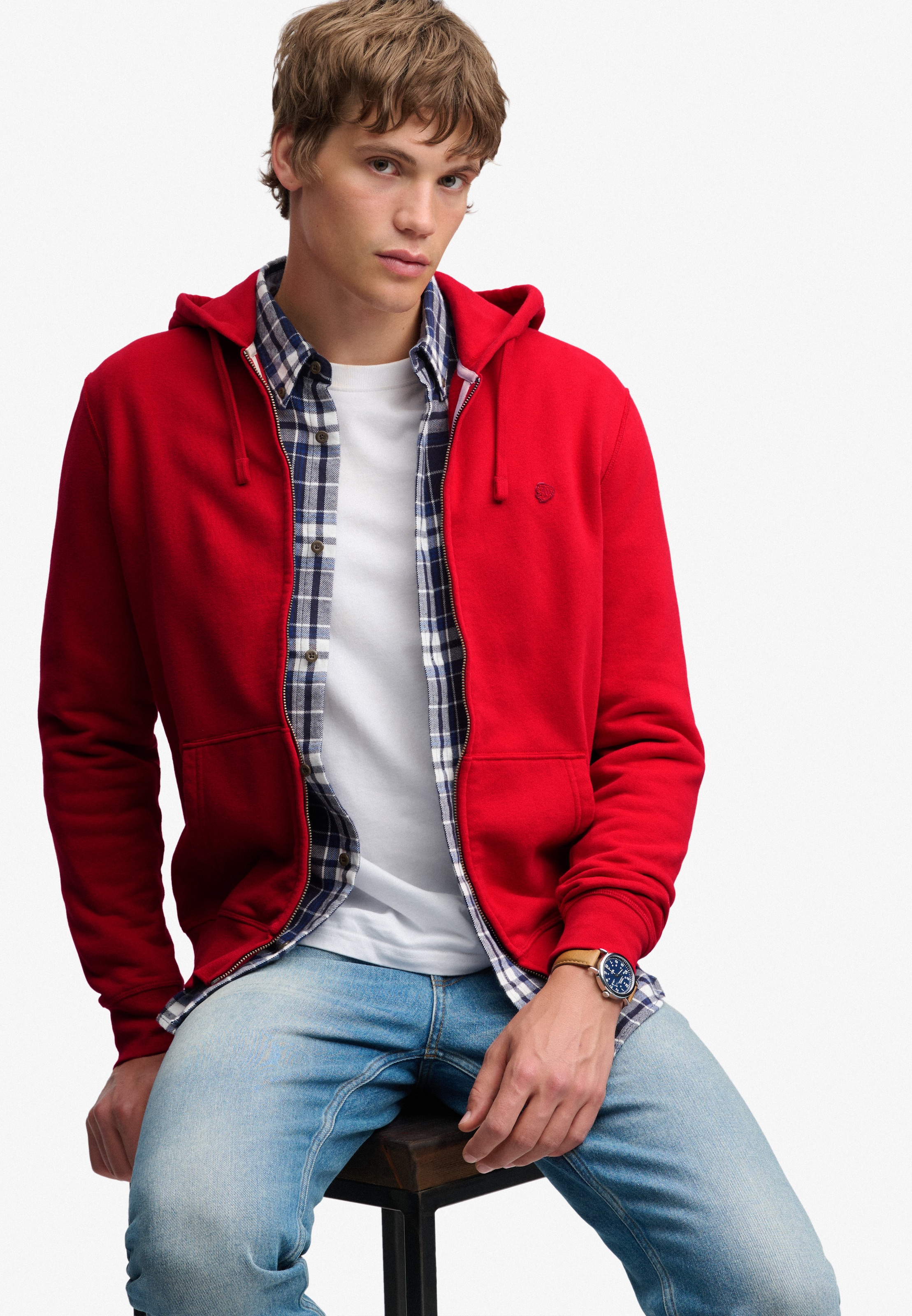 Superdry Kapuzensweatjacke »ESSENTIAL SDCO LOGO ZIPHOOD« Baumwollmischung, regular fit