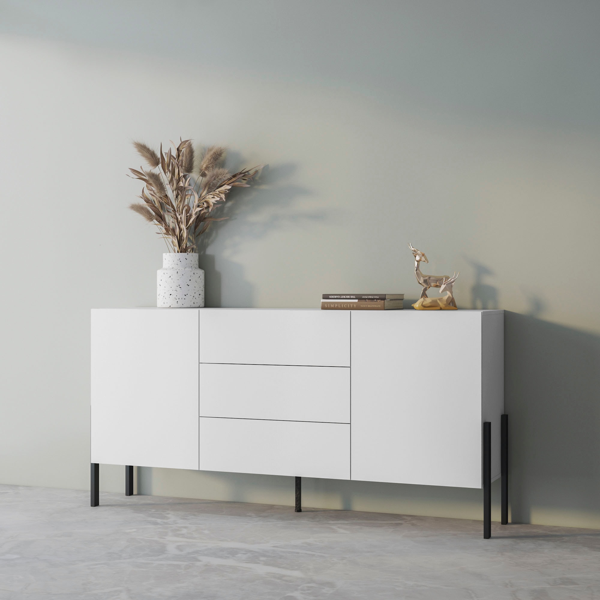 INOSIGN Sideboard »Jukon, Breite 150 bzw.180 cm, moderne grifflose Kommode«, Schubladenschrank 2 Türen/3 Schubkästen, push-to-open-Funktion