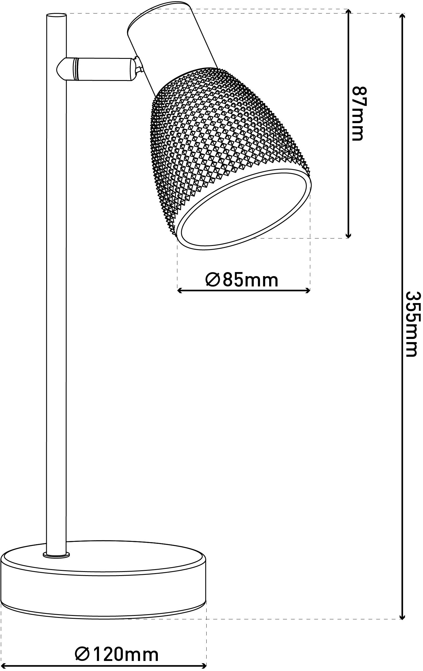 näve Tischleuchte »Lindita« E14 1 Stk. 1er Spot, Relief-Glasschirm smokey, Gestell messing matt, 1x E14 exkl.