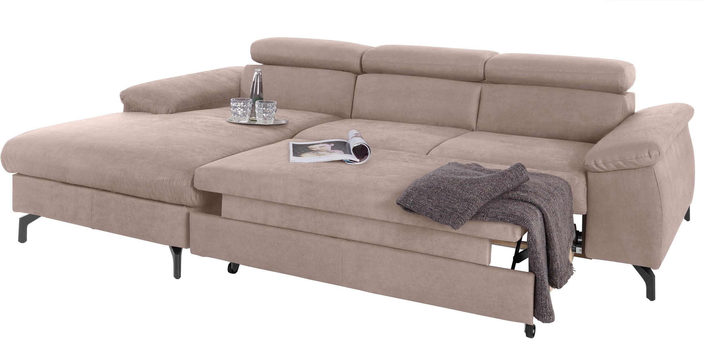 COTTA Ecksofa »Kitty L-Form«, mit Kopfteilverstellung, wahlweise mit Bettfunktion & Bettkasten