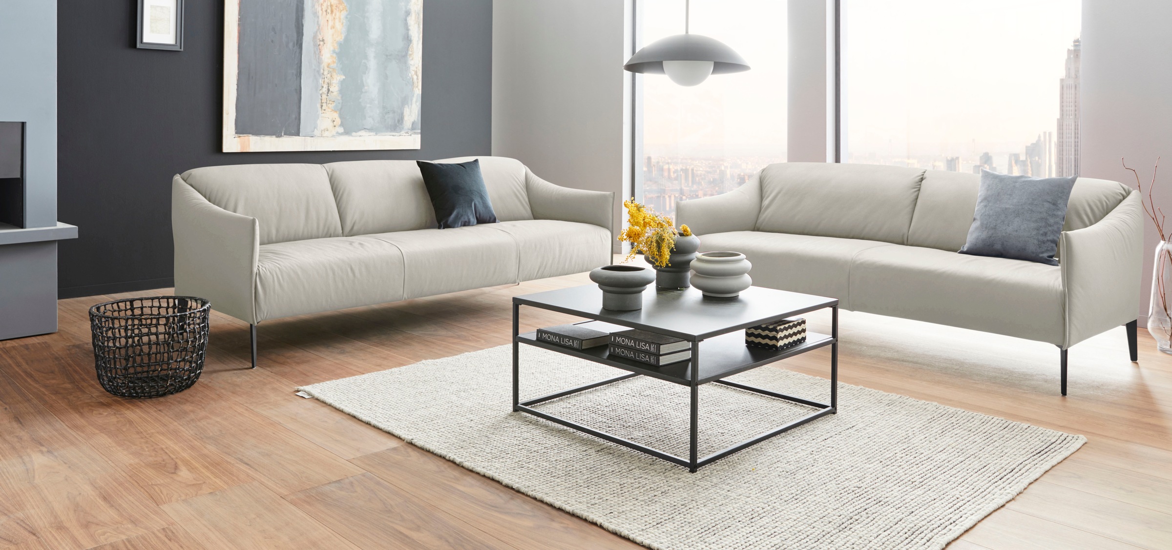 W.SCHILLIG 2,5-Sitzer »sally« mit Metall-Winkelfüßen in Schwarz pulverbeschichtet, Breite 194 cm