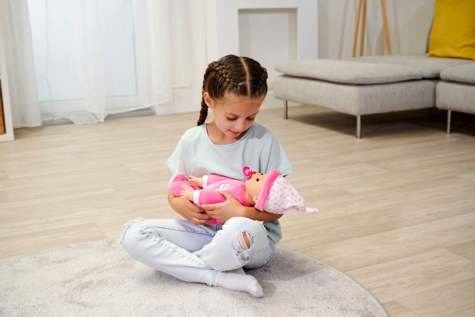 SIMBA Babypuppe »Laura Schlummerzeit«, mit Soundeffekt und realistische Atembewegungen