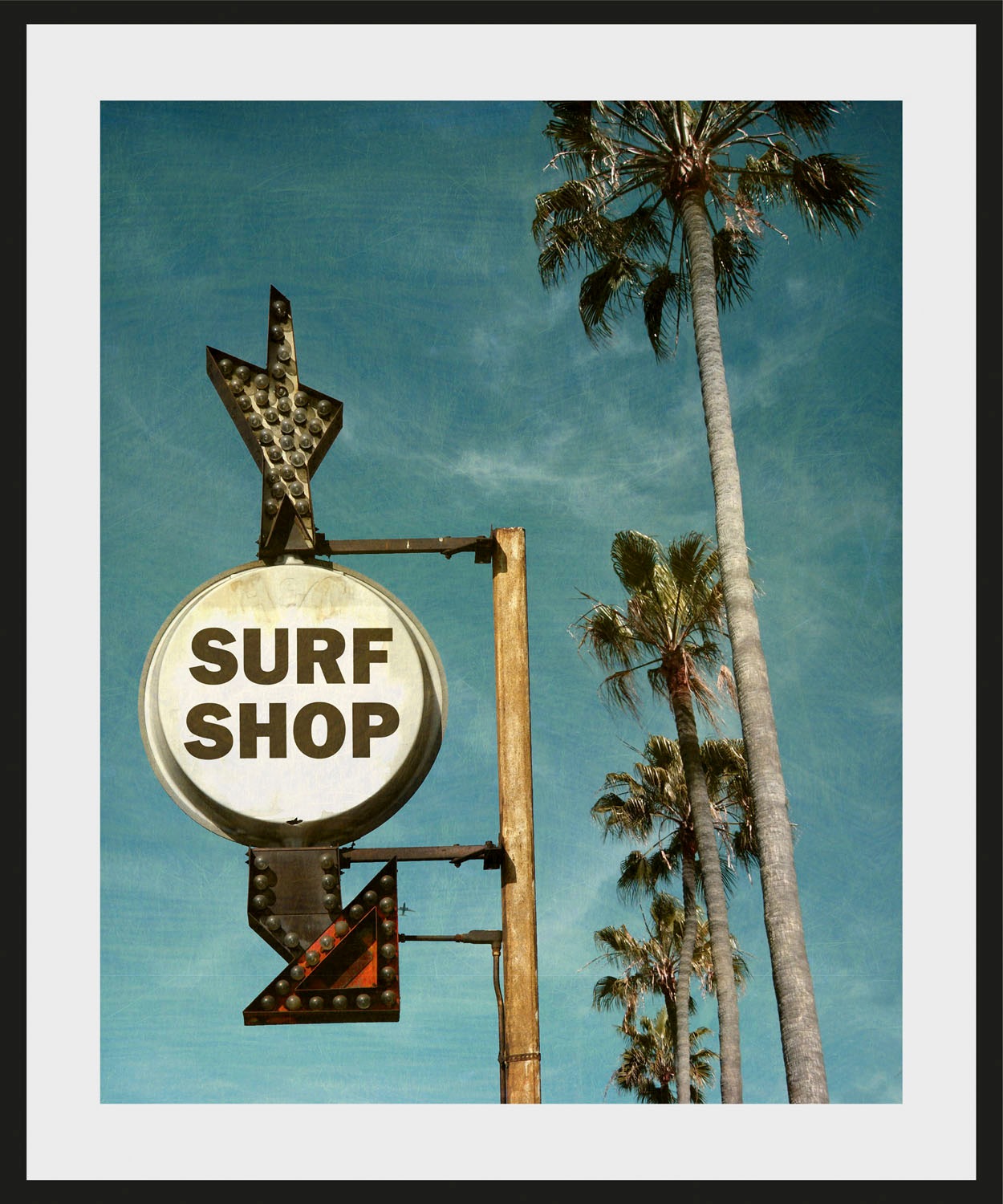queence Bild »SURF SHOP«, (1 St.), HD Premium Poster-Druck inkl. Holzrahmen günstig online kaufen