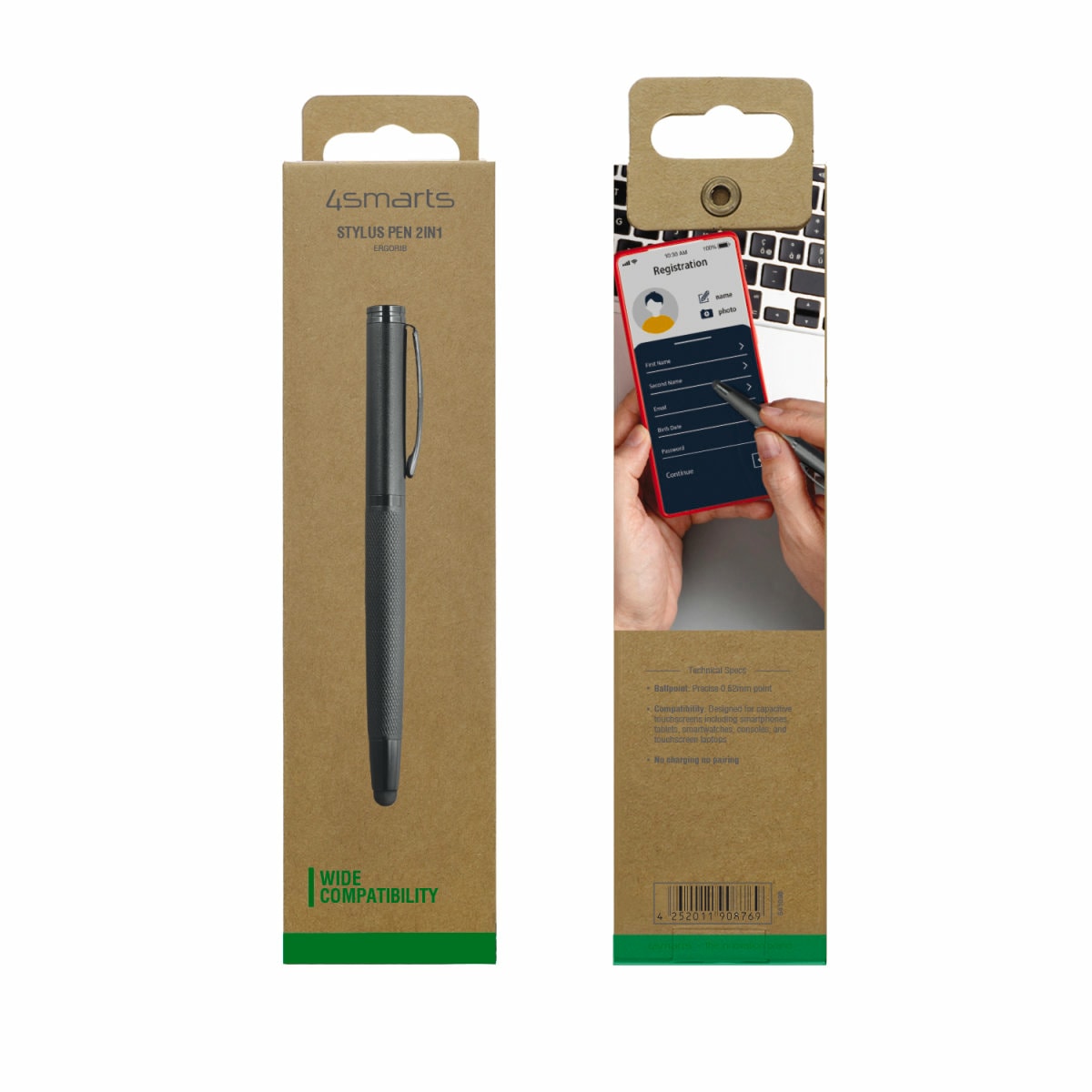 4smarts Eingabestift »Stylus Pen 2in1 ErgoRib«, Kugelschreiber und Touchscreen-Stift