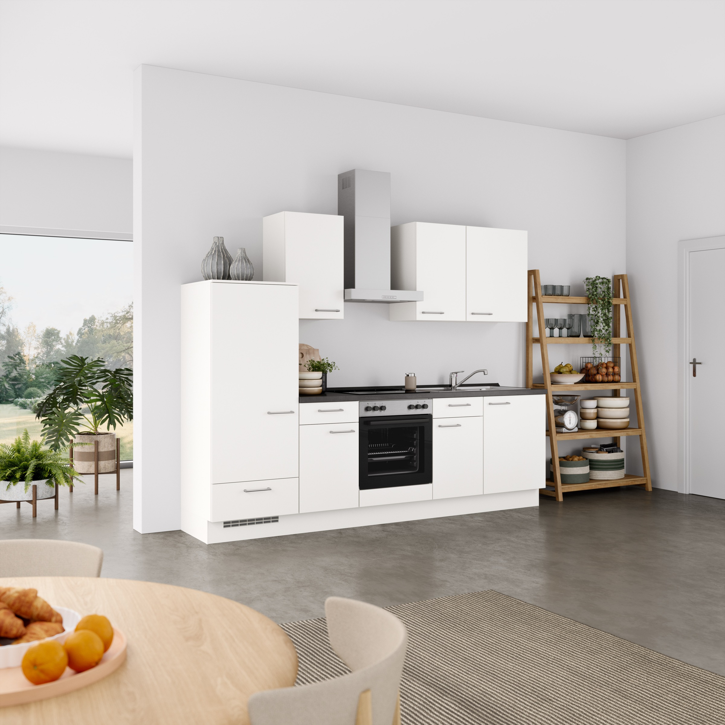 nobilia® Küchenzeile »"Laser I", Ausrichtung wählbar, Breite 270 cm«, vormontiert, wahlw. mit unterschiedlichen E-Geräten-Sets