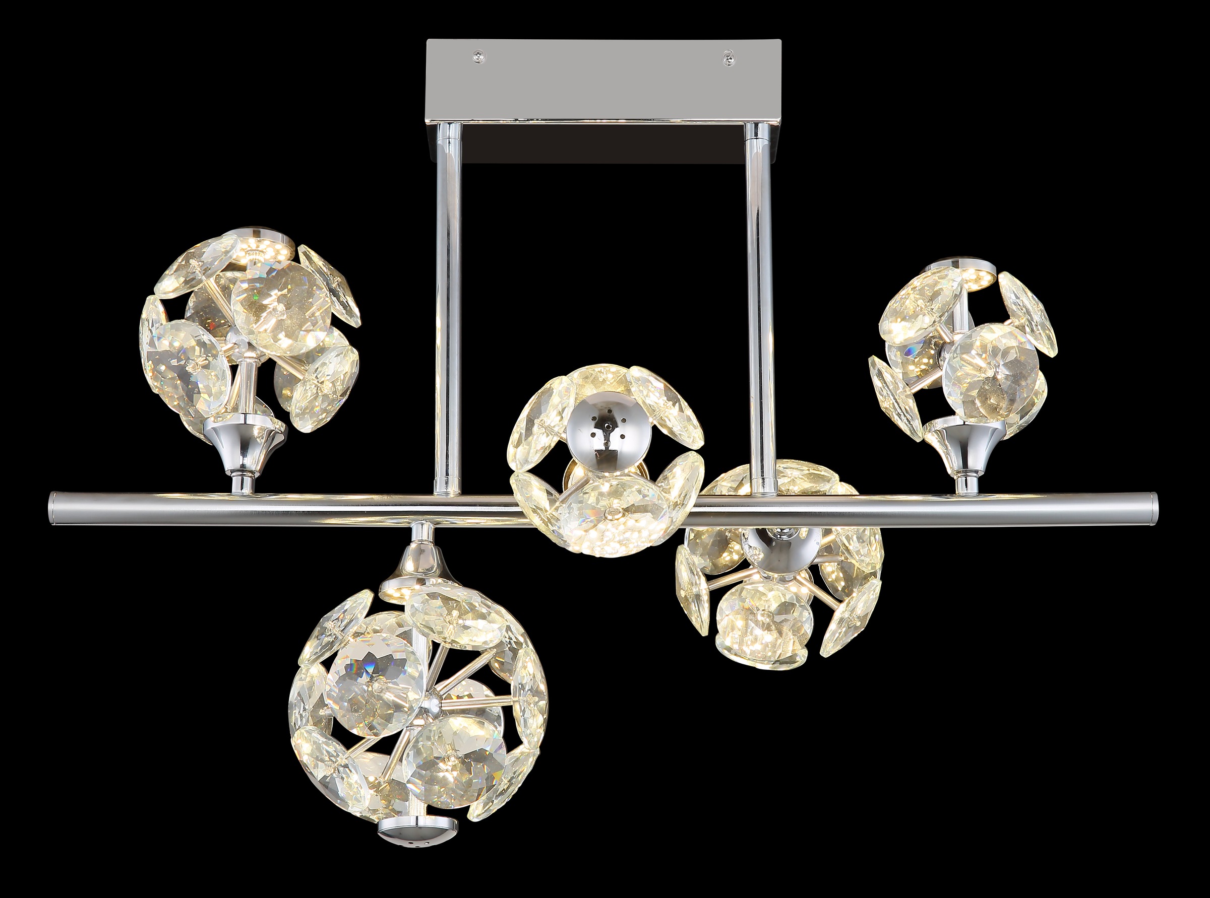 GLOBO LIGHTING LED Deckenleuchte »VIRINA« LED-Modul 1 Stk. Warmweiß Deckenlampe/Kristalle/Wohnzimmer/Essbereich/LxBxH: 610x300x460mm
