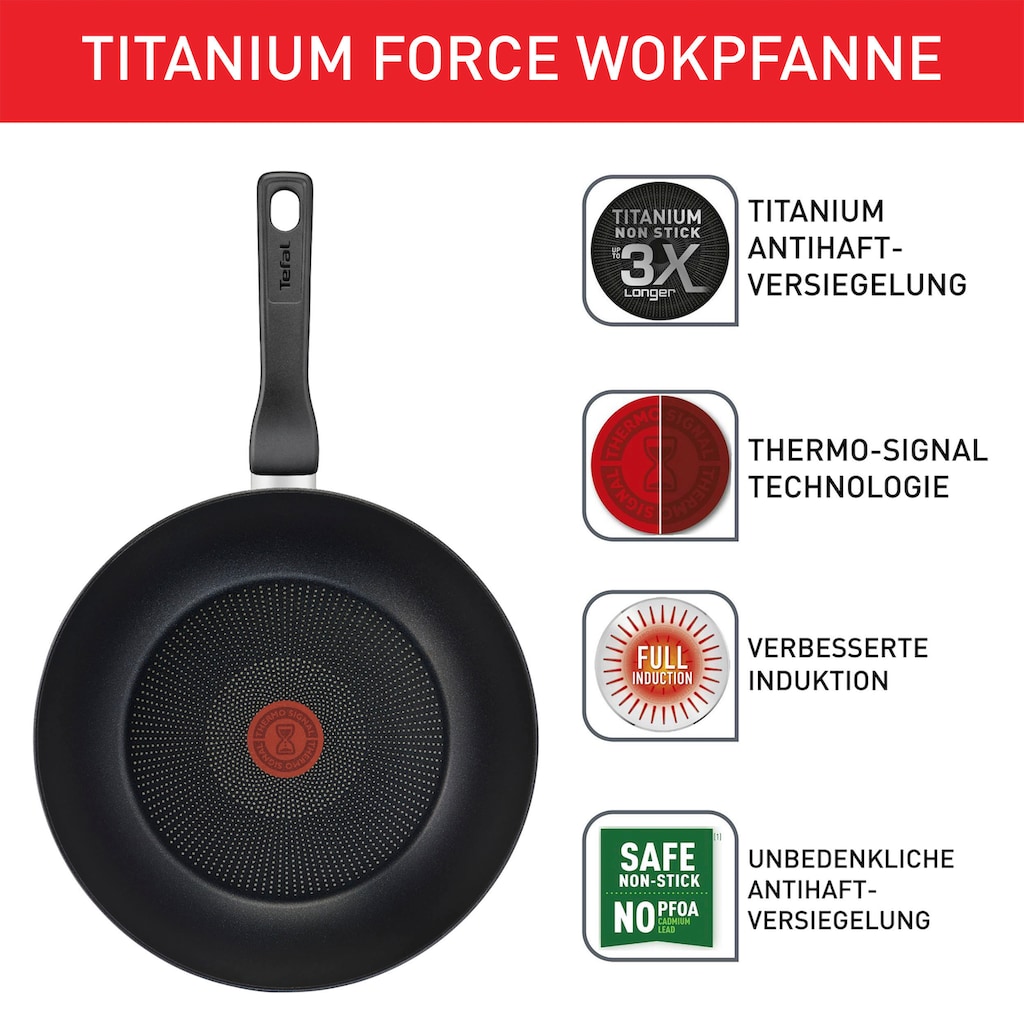 Tefal Wok »Titanium Force Wok-Pfanne, Induktion, Ø 28 cm«, Aluminium