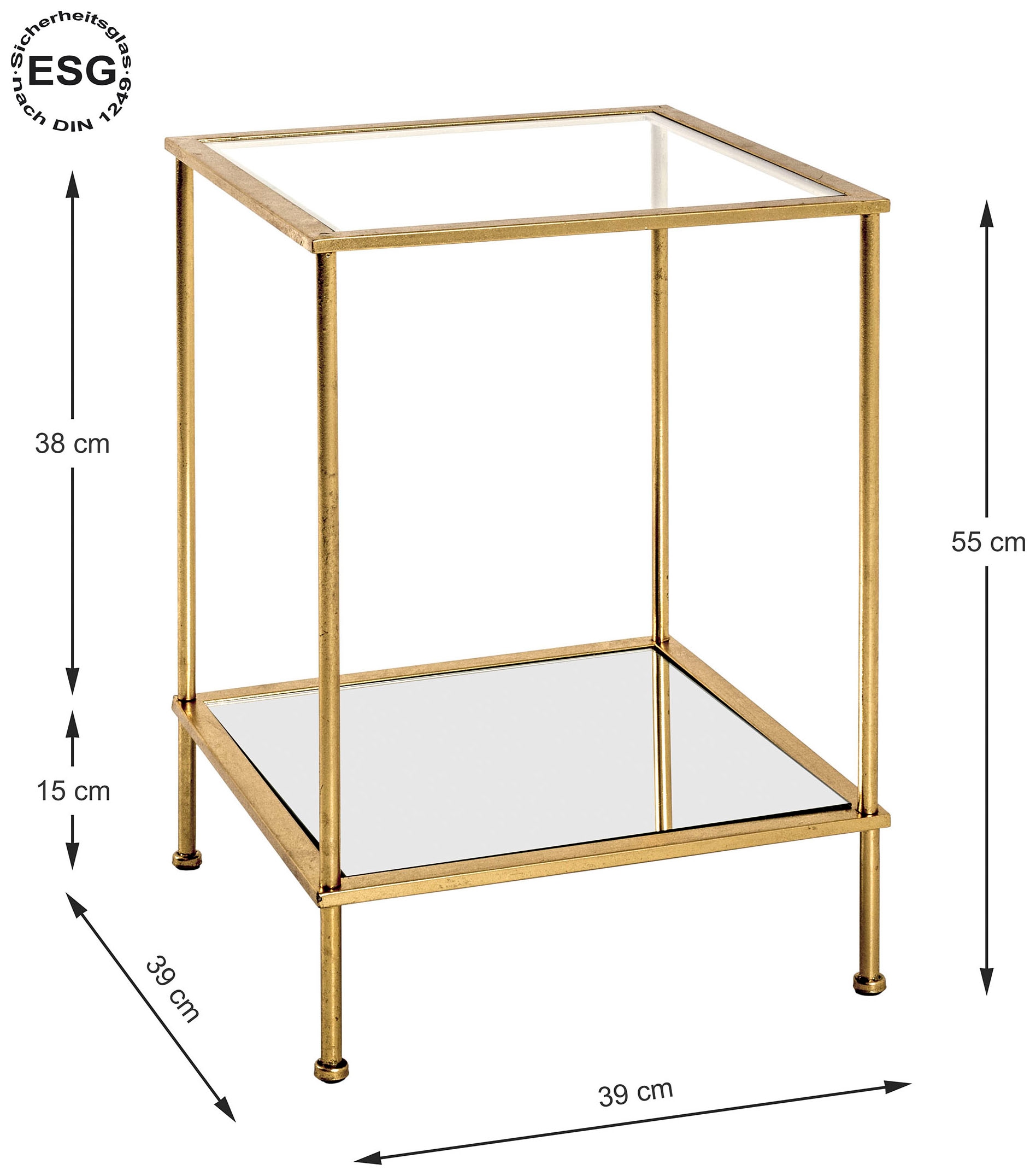 HAKU Beistelltisch »Sofatisch, Wohnzimmertisch« 1 Stk. tlg. quadratisch - aus Metall Gold B/T/H 39/39/55 cm