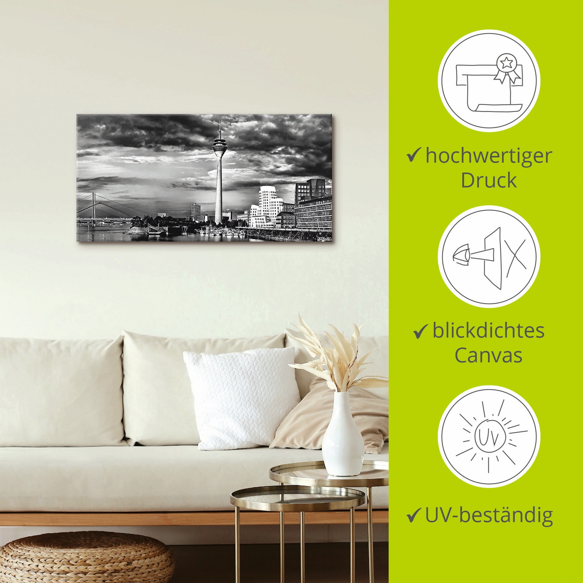Artland Wandbild »Düsseldorf Collage Skyline 10«, Deutschland, (1 St.), als Leinwandbild, Wandaufkleber in verschied. Größen
