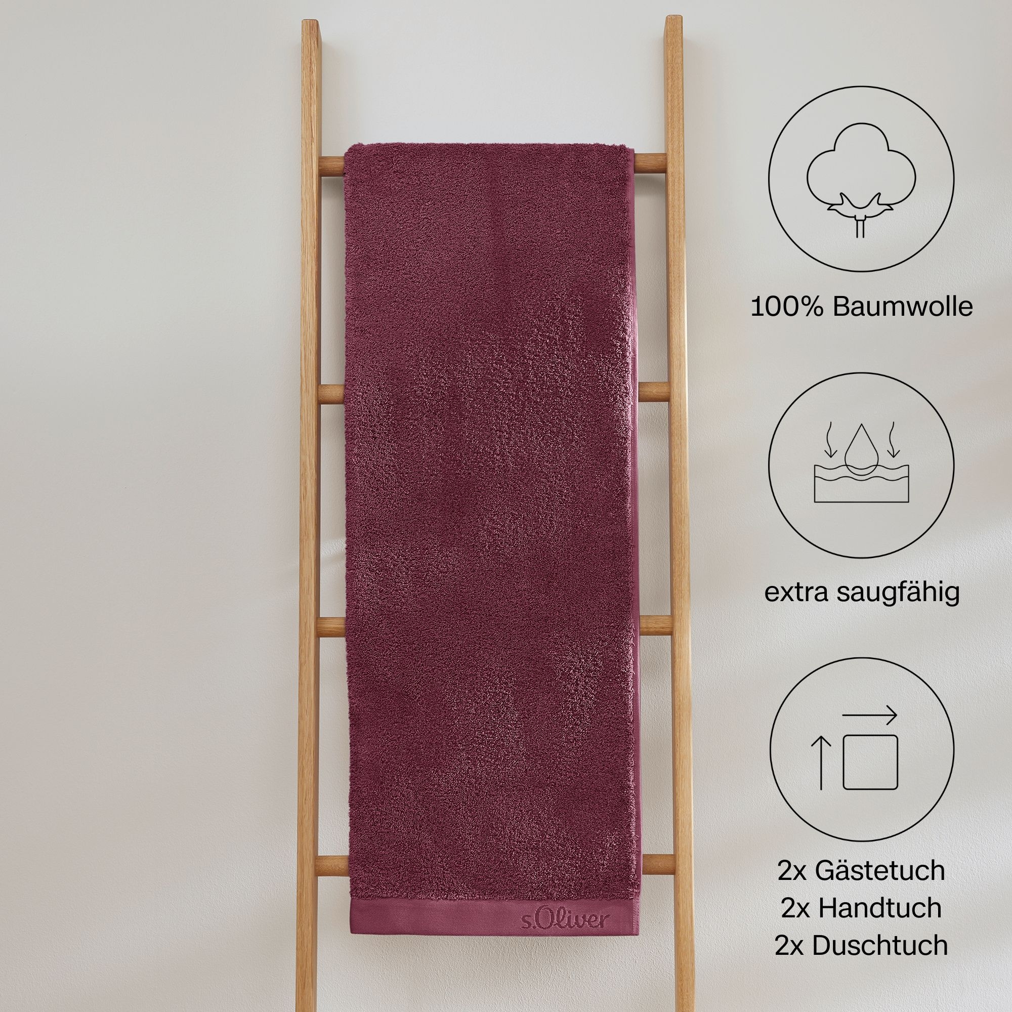s.Oliver Handtuch Set »s.Oliver, Premium Qualität, 600 gr/m²«, Set, 6 tlg., Walkfrottier, 2 Gästetücher 30x50, 2 Handtücher 50x100, 2 Duschtücher 70x140