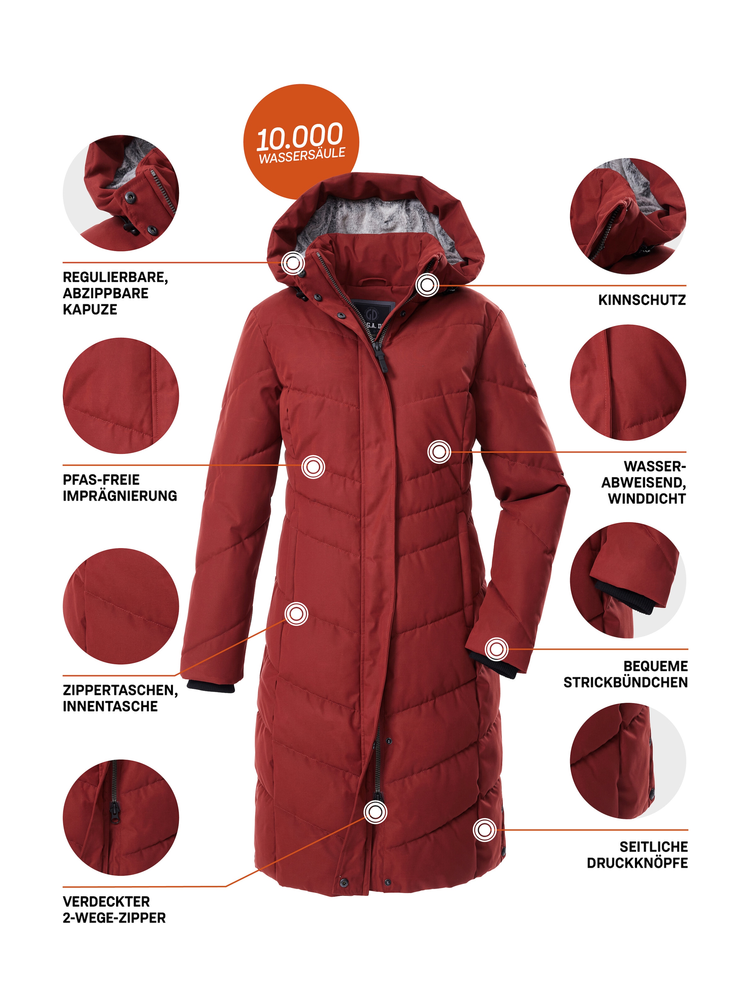 G.I.G.A. DX by killtec Steppmantel »GW 61 WMN QLTD CT« Damenmantel, wasserabweisend, winddicht, Kapuze verstellbar, PFAs-frei