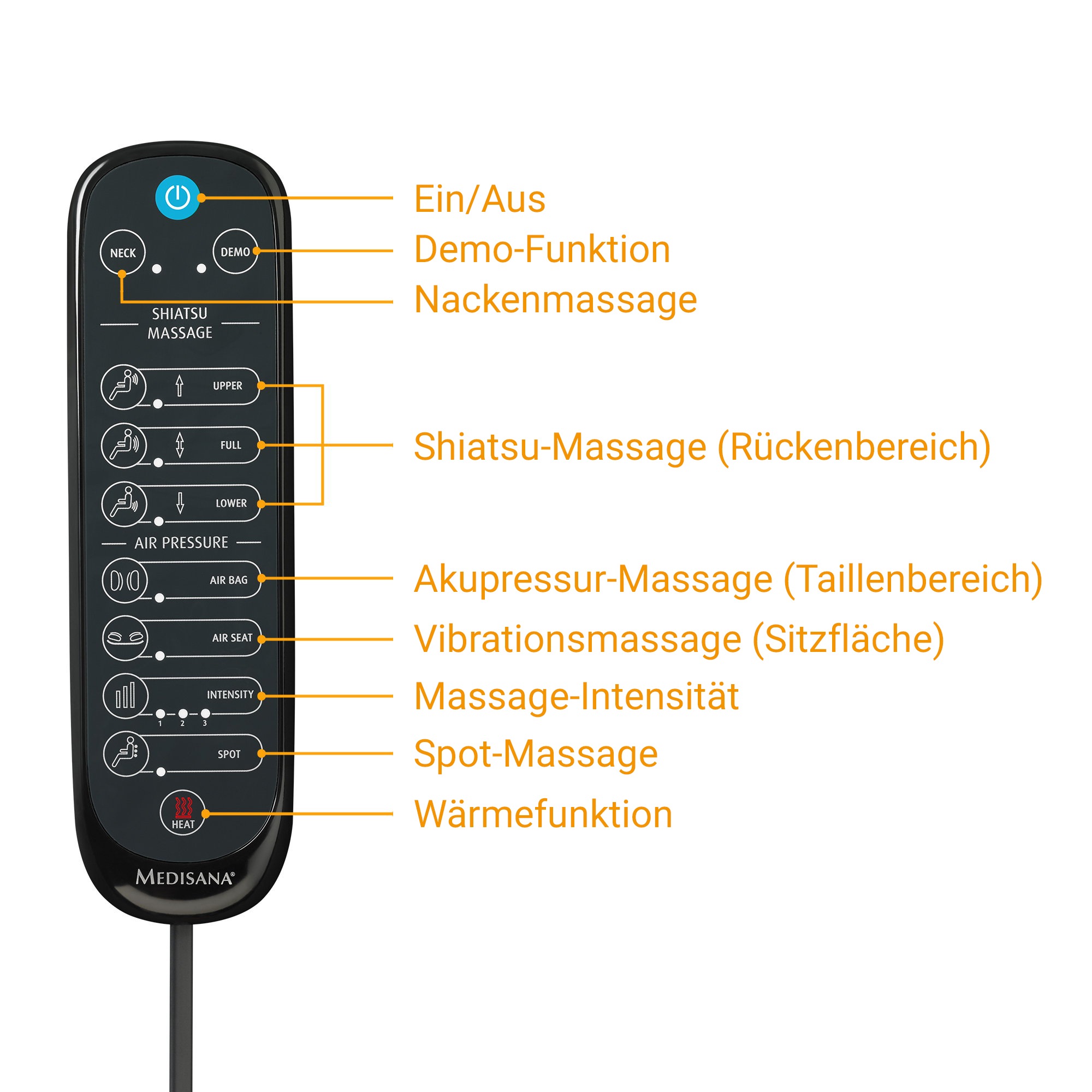 Medisana Massagesitzauflage »MCG 820«, Komfort Shiatsu-Massagesitzauflage mit Gel-Massageköpfen