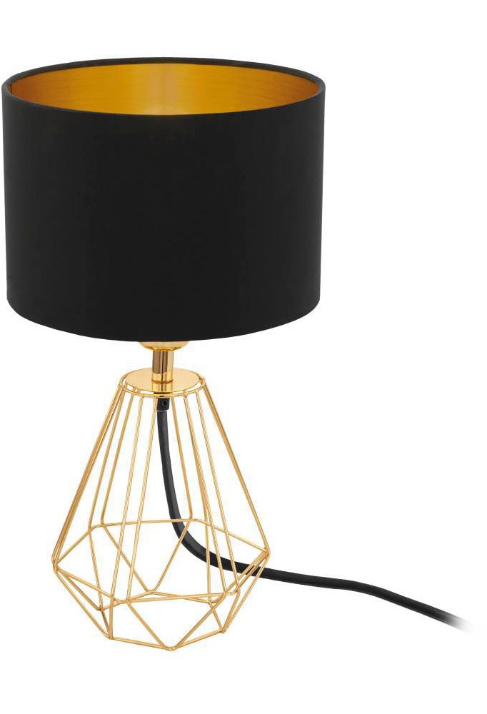 EGLO Tischleuchte »CARLTON 2«, 1 flammig, Leuchtmittel E14 | ohne Leuchtmittel, Tischlampe Vintage, Retro Lampe, Metall, Stoff, Gold, Schwarz, E14