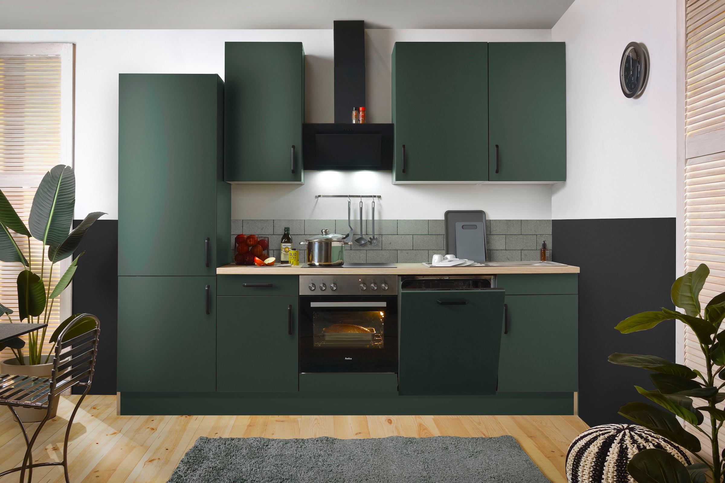 wiho Küchen Küchenzeile »"Simi", mit verstellbaren Füßen, Breite 280 cm,«, wahlweise mit E-Geräten, Soft-Close-Funktion in Schubkästen & Auszügen