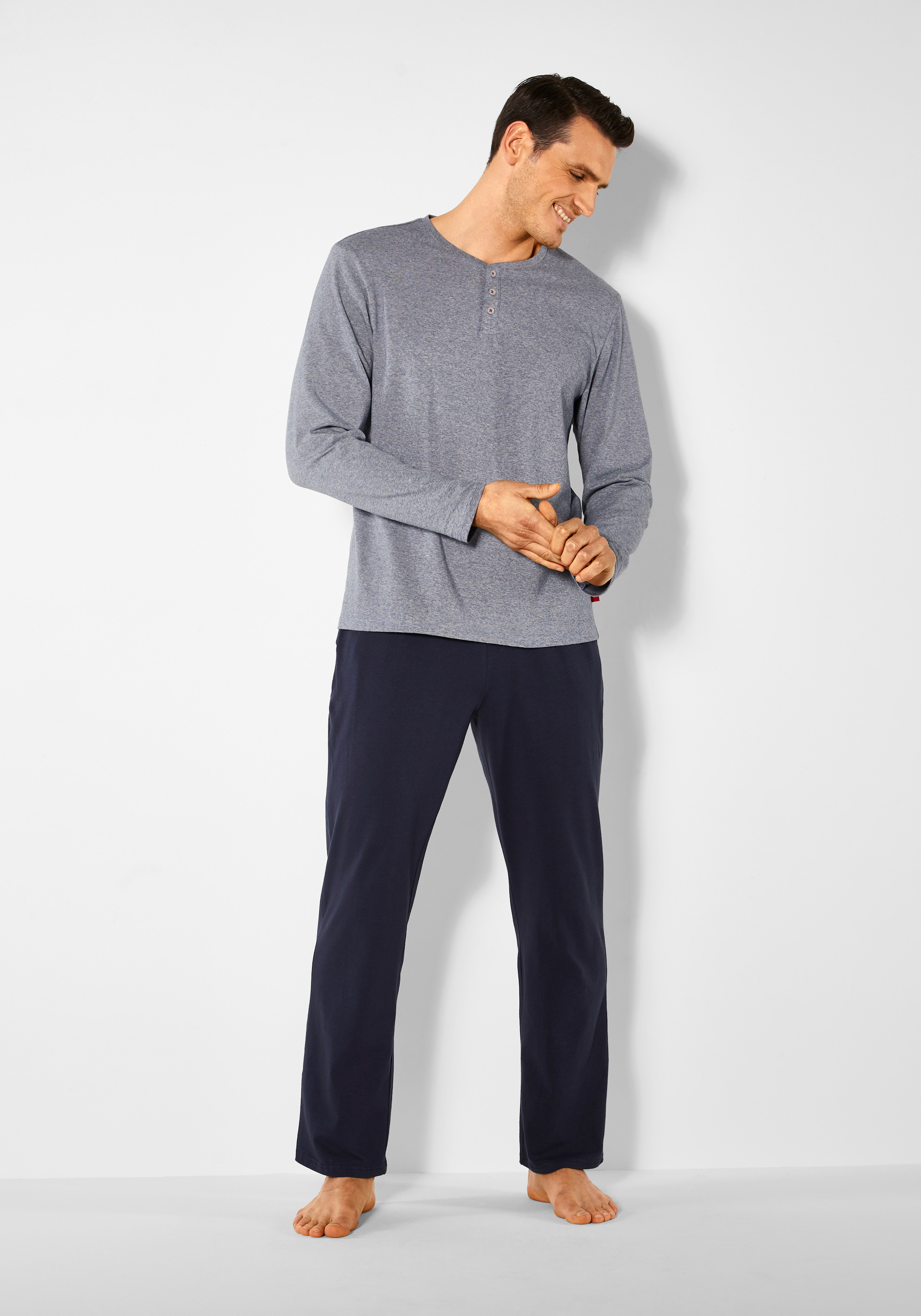 s.Oliver Pyjama, (2 tlg., 1 Stück), Schlafanzug mit Knopfleiste