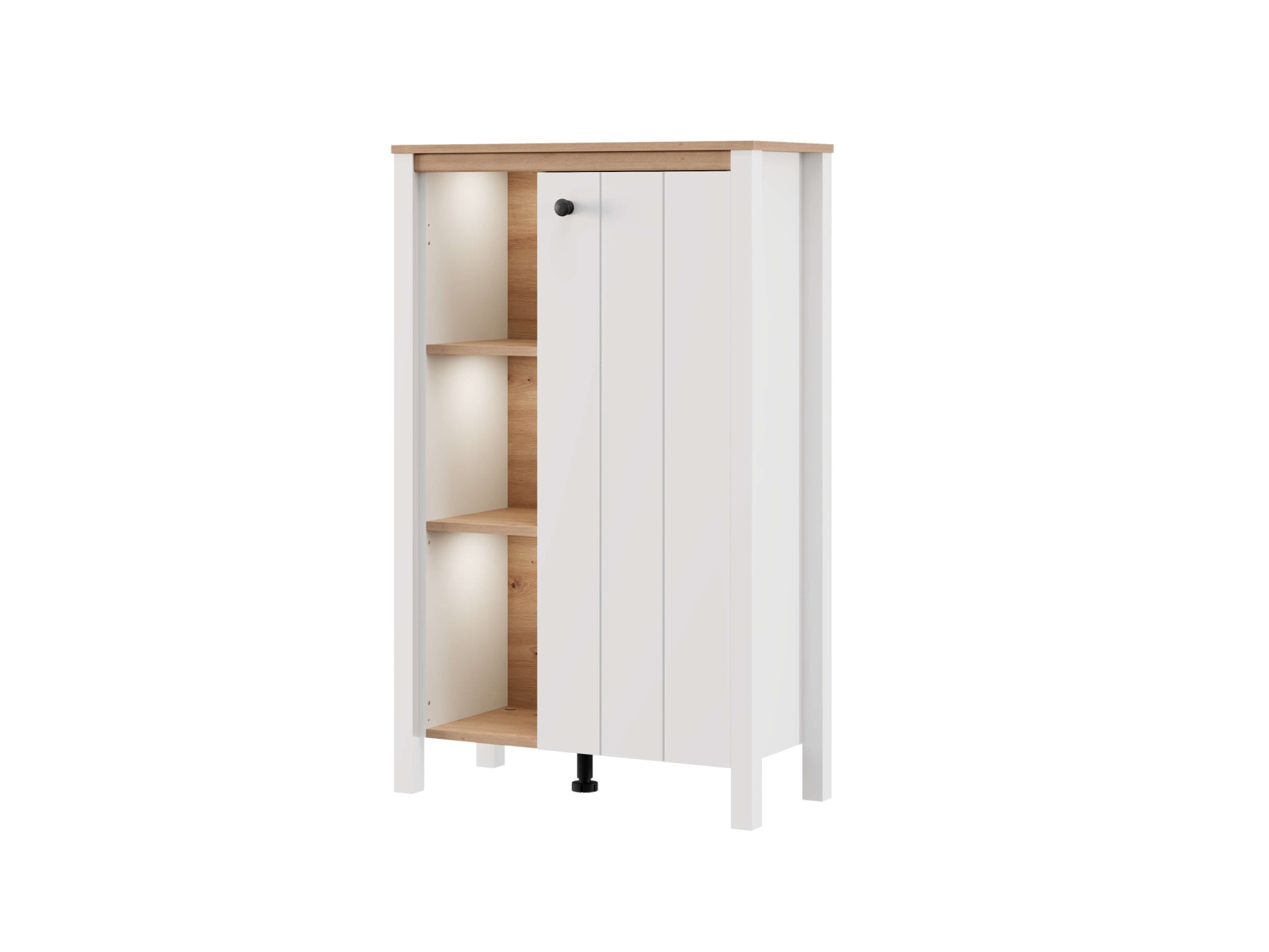 Home affaire Highboard »BEDFORD, Hochkommode, Vitrine im Landhausstil« MDF-Profil 2D ummantelt, 1 Tür & 6 Fächer mit einem Metallgriff