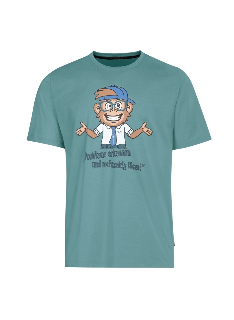 Trigema T-Shirt »TRIGEMA Spruch Shirt mit lustigem Affen-Print«, (1 tlg.)