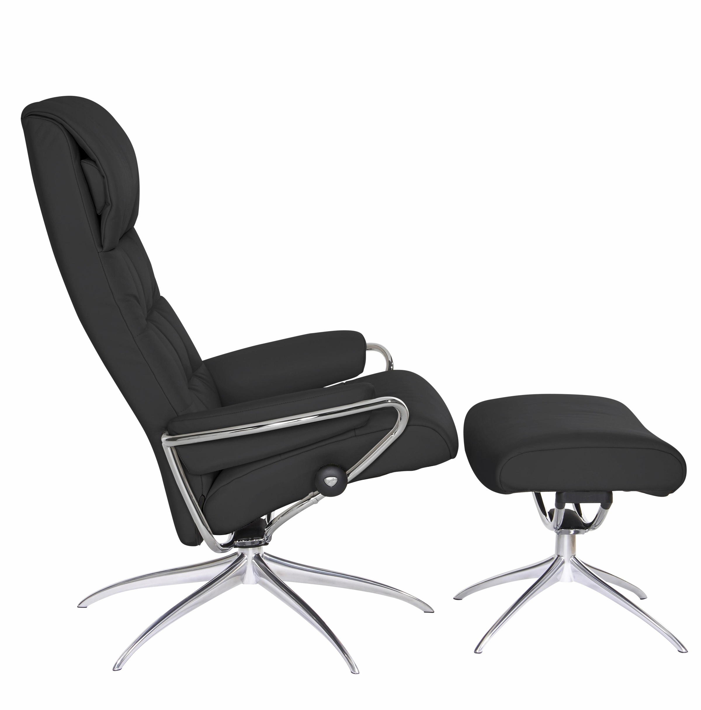 Stressless® Relaxsessel »London«, (Set, Relaxsessel mit Hocker), mit Hocker, High Back, mit Star Base, Gestell Chrom