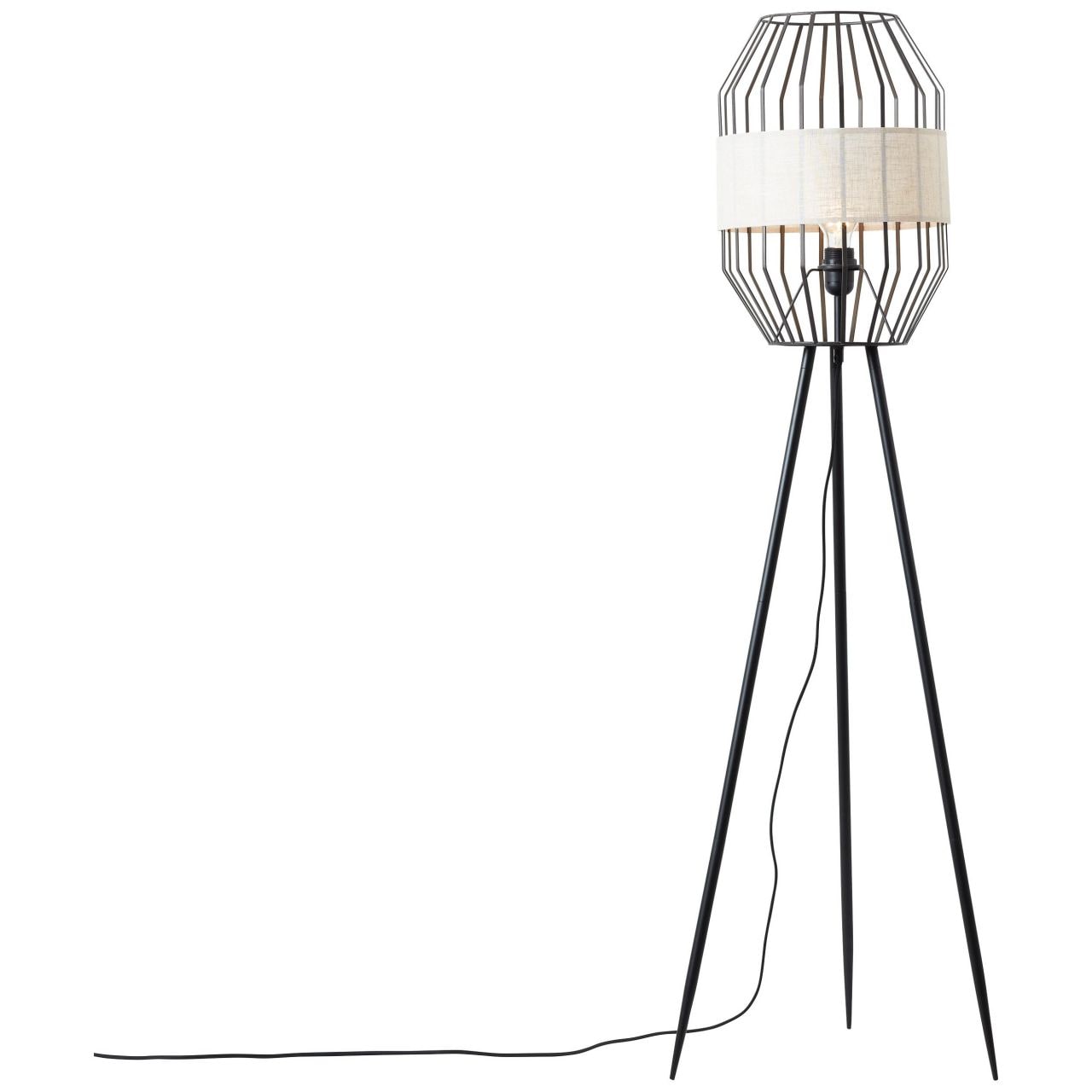 Brilliant Stehlampe »Slope«, 1 flammig-flammig, 134 cm Höhe, Ø 45 cm, E27,  Metall/Textil, schwarz/natur online bestellen