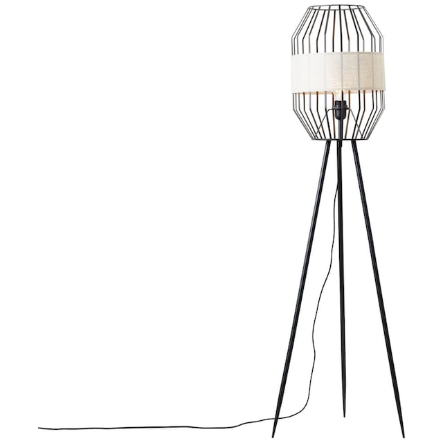 Brilliant Stehlampe »Slope«, 1 flammig-flammig, 134 cm Höhe, Ø 45 cm, E27,  Metall/Textil, schwarz/natur online bestellen