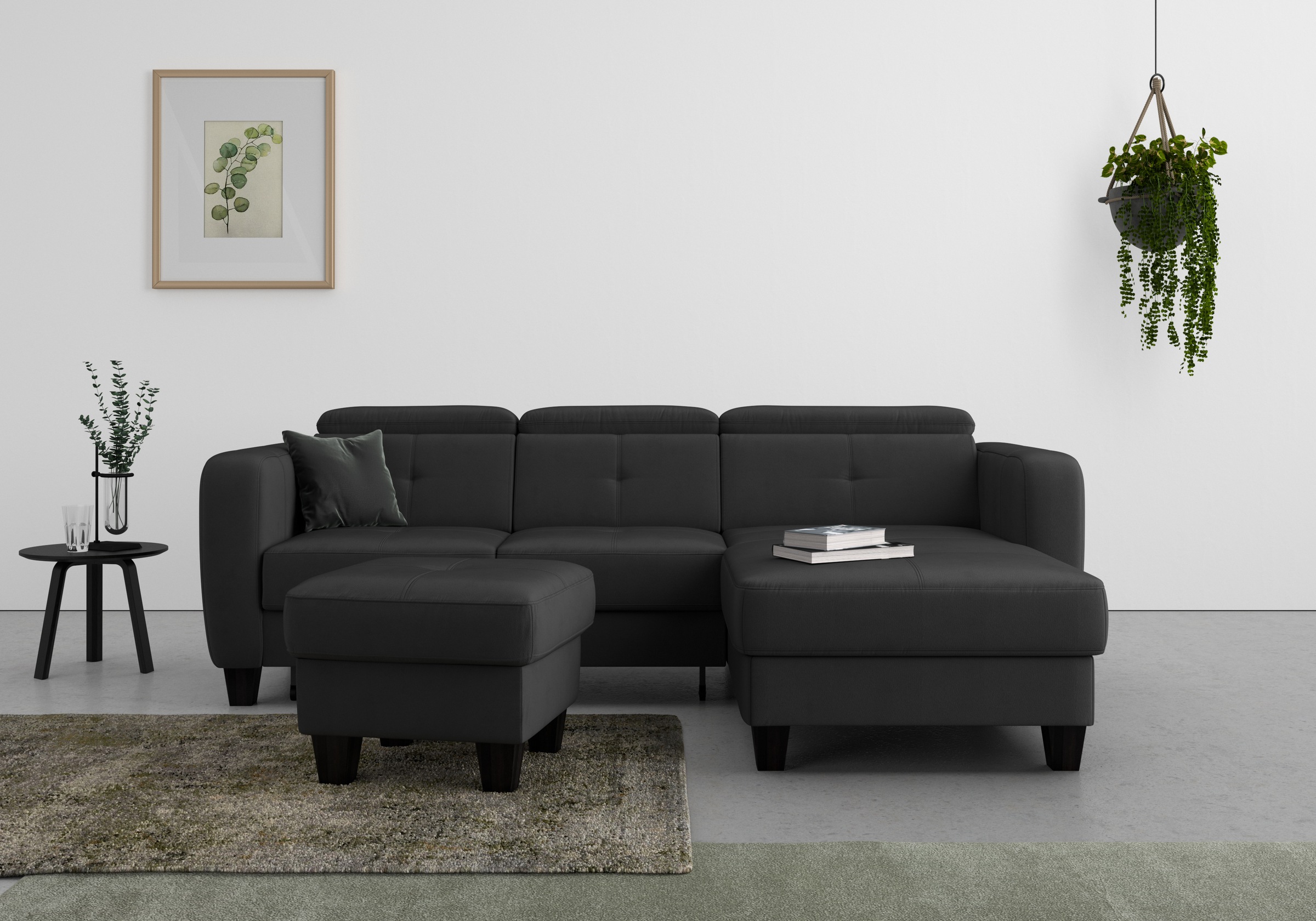 sit&more Ecksofa »Belluci L-Form«, inklusive Federkern, wahlweise mit Bettfunktion und Bettkasten