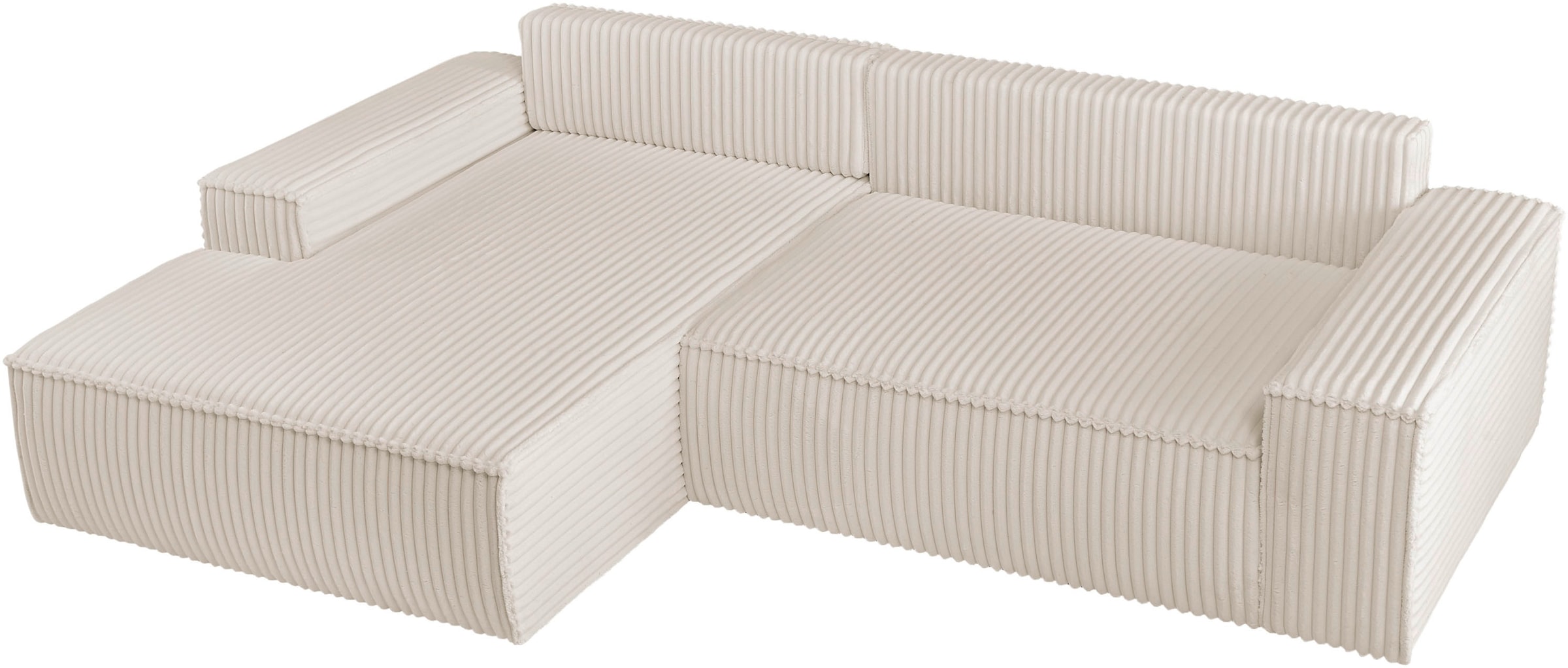 andas Ecksofa »Finnley Schlafsofa 267 cm in Bouclé, Struktur fein u. Cord, L-Form,«, Schlaffunktion m. Bettkasten (136/210 cm), Bouclé, Struktur und Cord