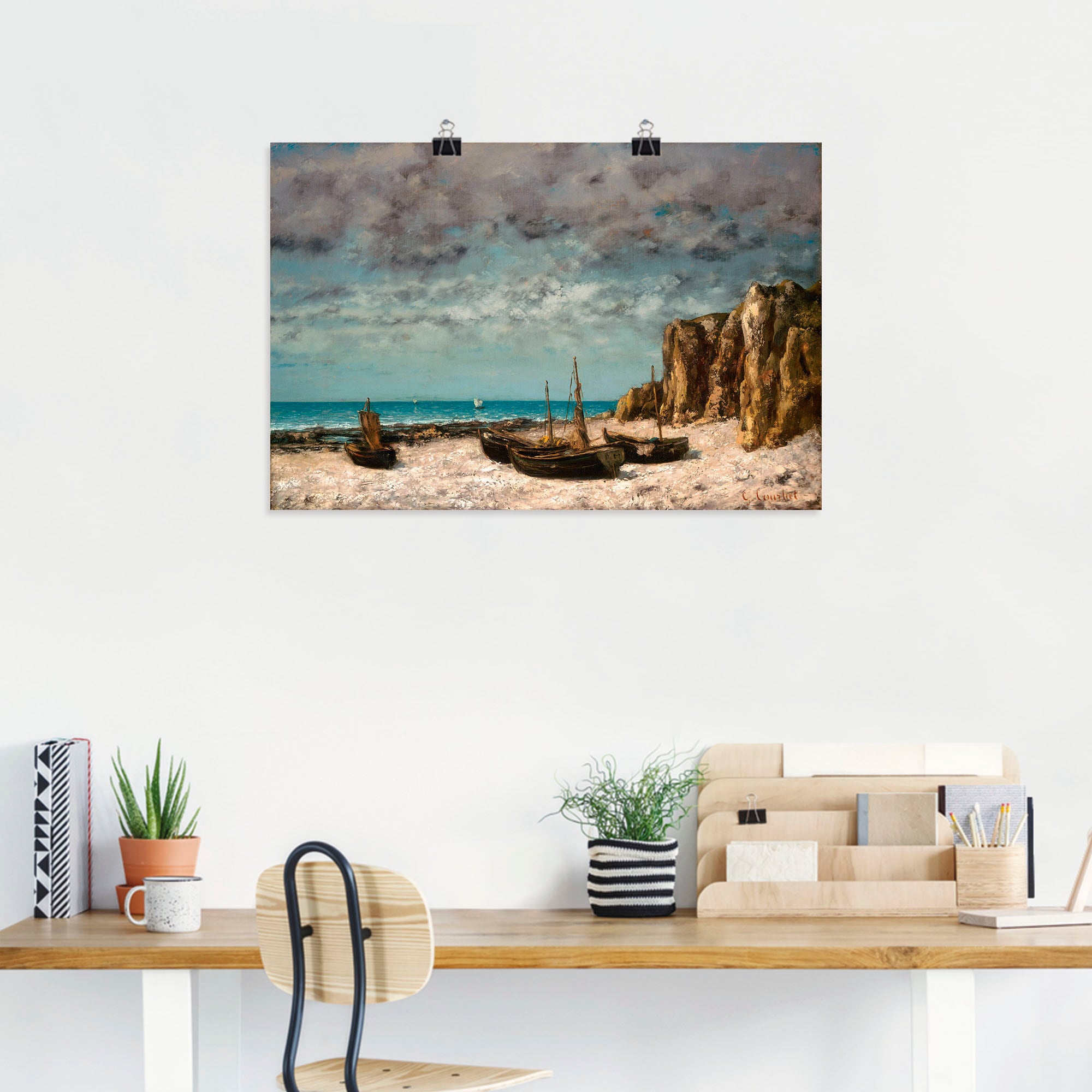 Artland Wandbild »Boote am Strand von Etretat. Um 1872/75«, Bilder von Booten & Schiffen, (1 St.), in vielen Größen & Produktarten - Alubild, Leinwandbild, Poster, Wandaufkleber
