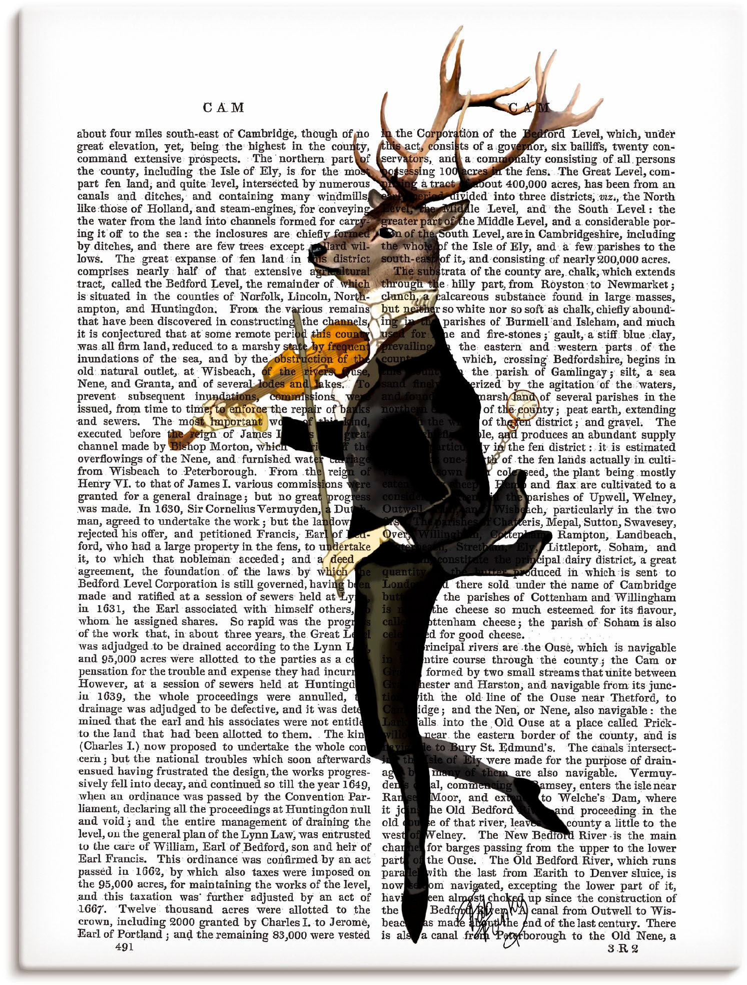 Artland Wandbild »Tanzender Hirsch mit Violine« Humor 1 Stk. tlg. als Leinw günstig online kaufen
