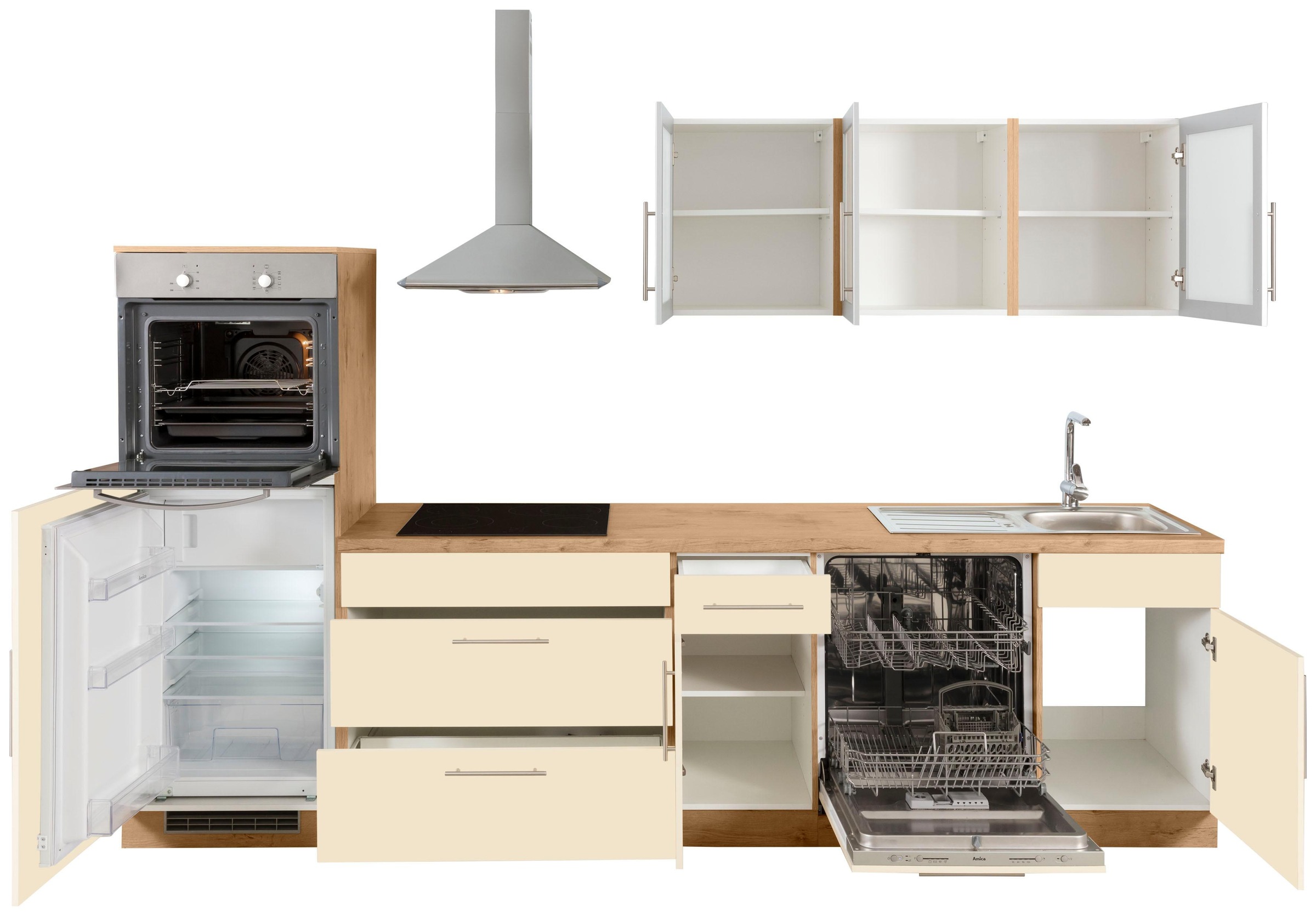 wiho Küchen Küchenzeile auf mit Breite »Aachen«, cm 300 E-Geräten, Rechnung kaufen