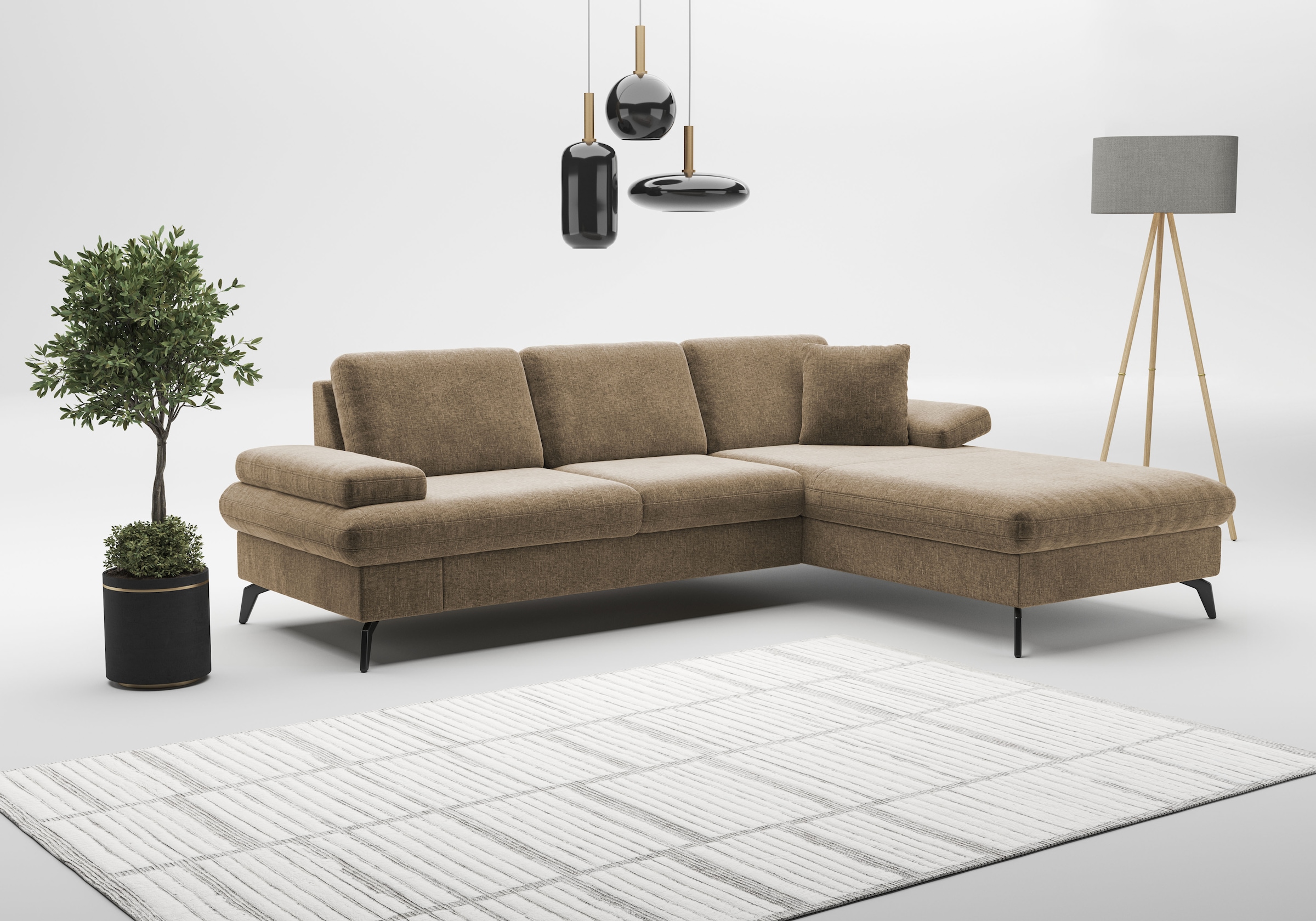 sit&more Ecksofa »Morris Jubi L-Form, B: 247 cm«, mit Armteilfunktion & 1 Zierkissen, optional Bettfunktion