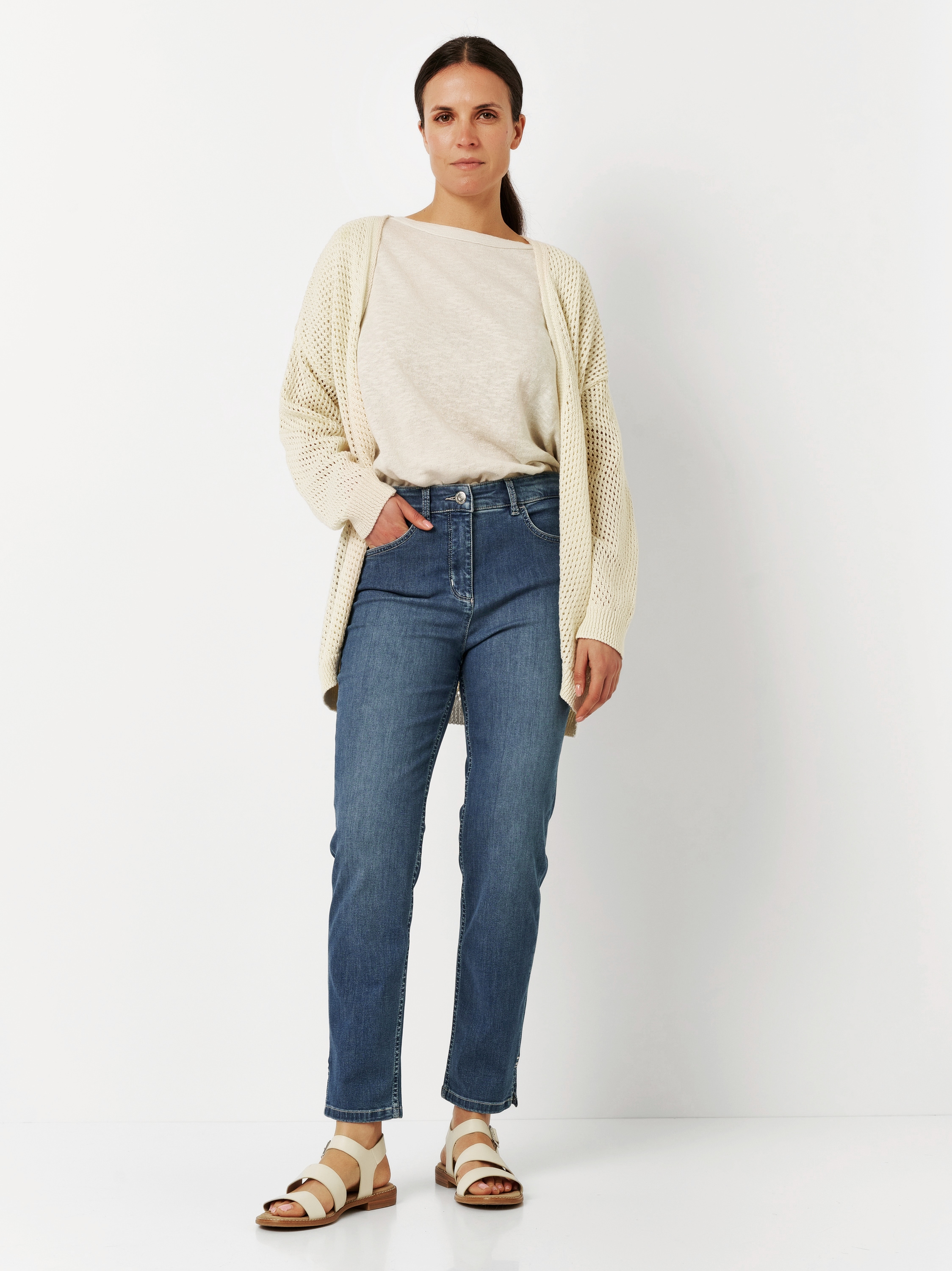 TONI Cardigan »Hilla«, in offener Form aus Lochstrick