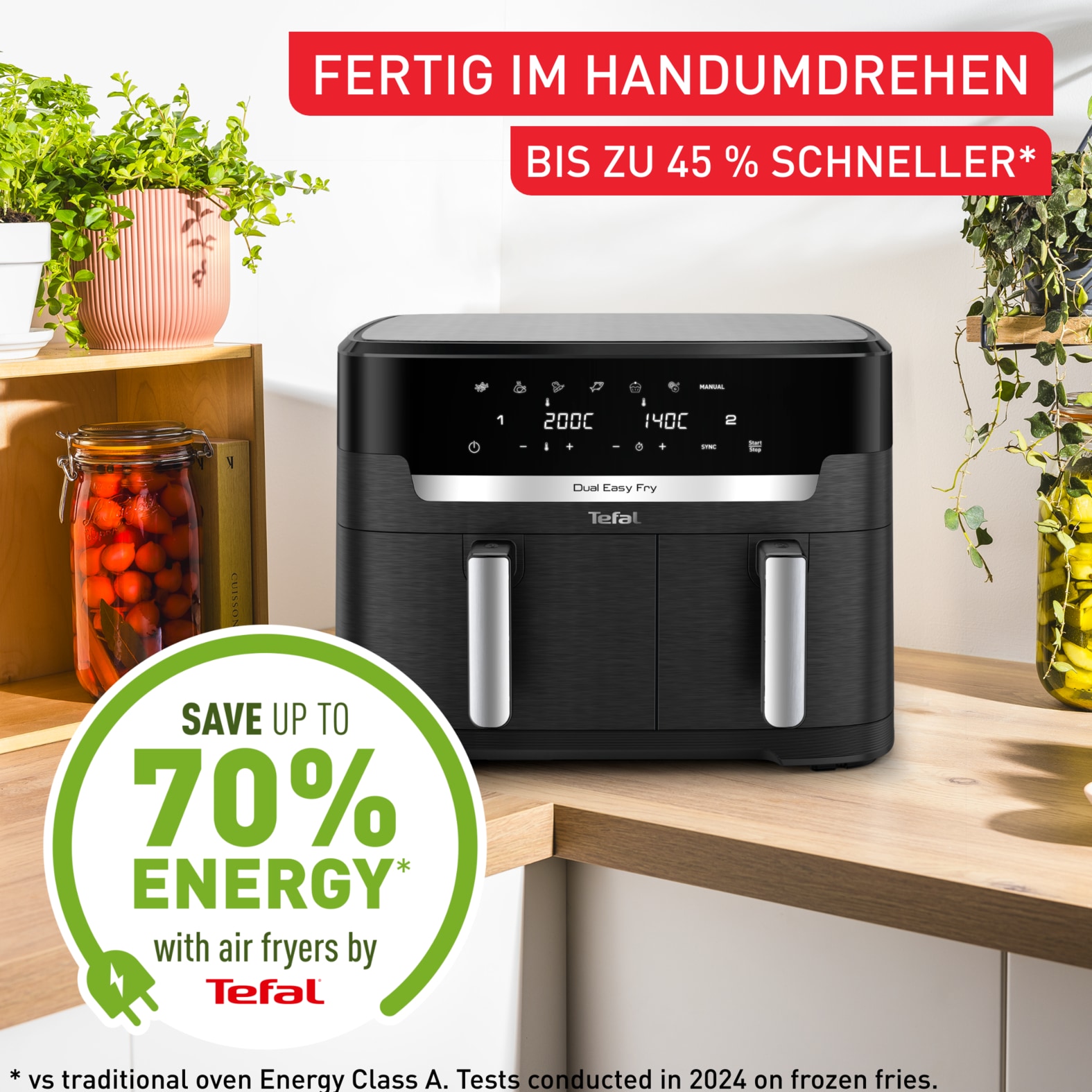 Tefal Heißluftfritteuse »EY9428 Dual Easy Fry XXL«, 2700 W, Heissluftfritteuse Doppelkammer, energie- & zeitsparend, EY9428